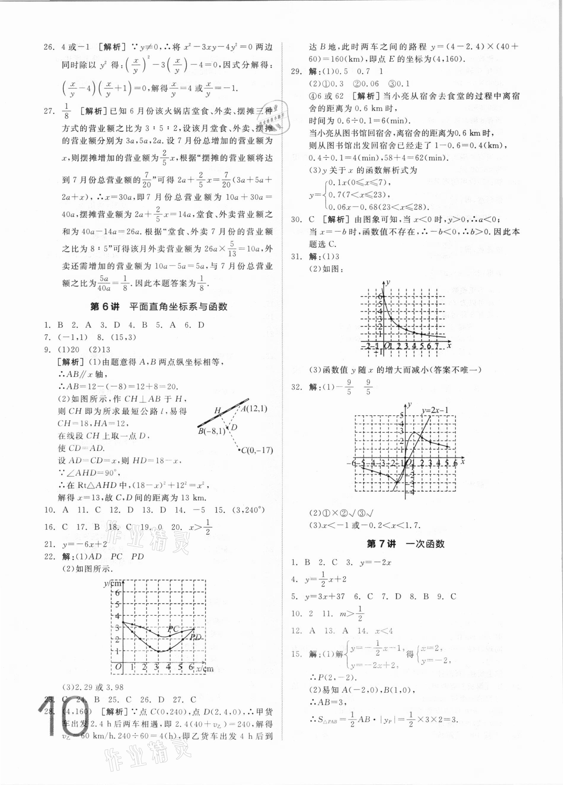 2021年全品中考真題分類集訓(xùn)數(shù)學(xué) 參考答案第8頁