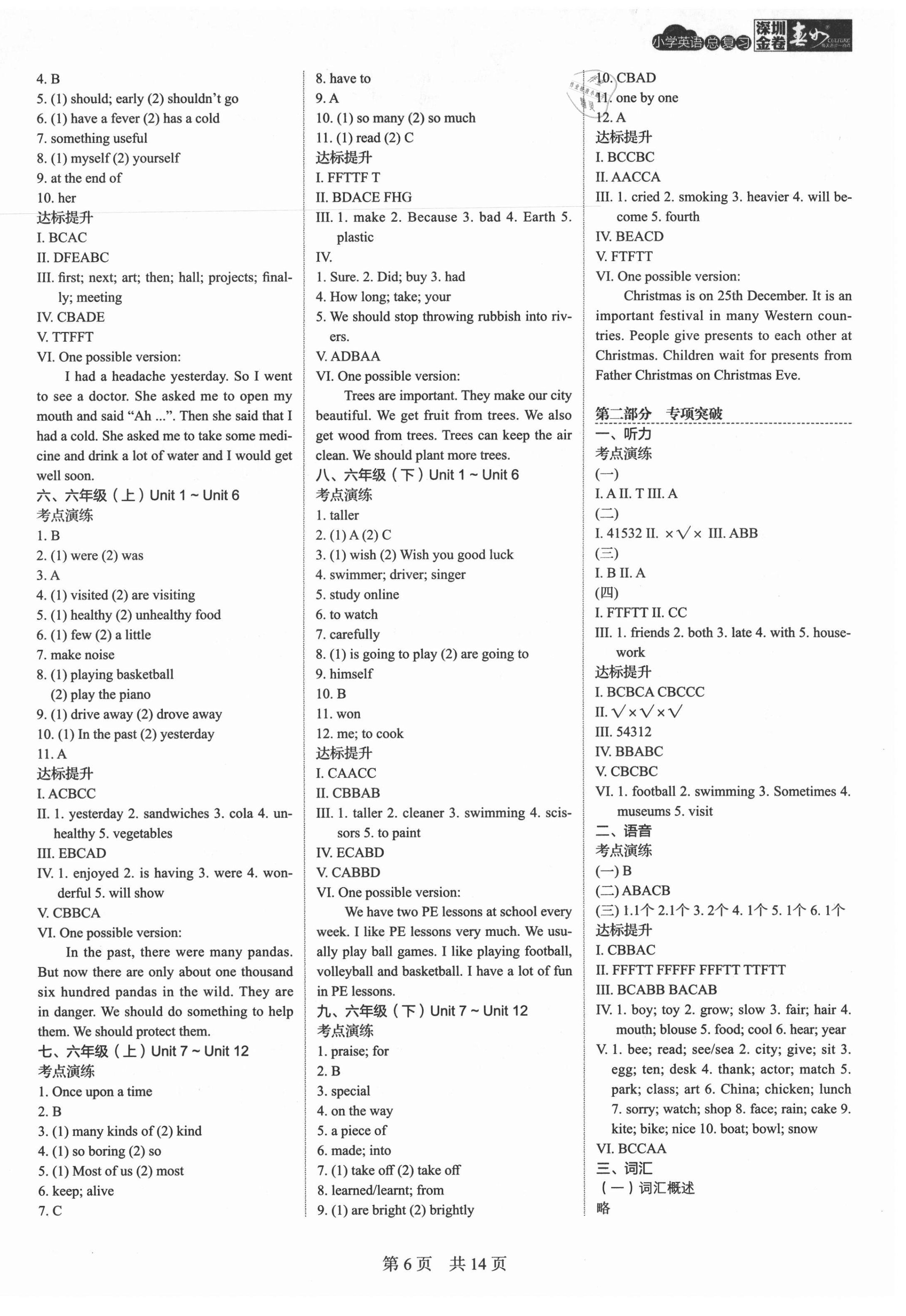 2021年深圳金卷總復習英語 第2頁