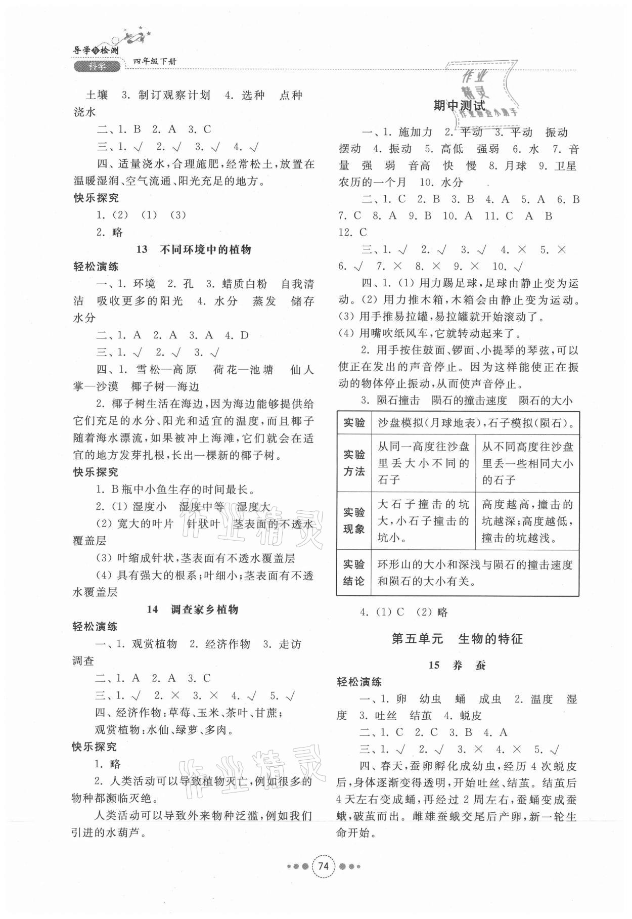 2021年導(dǎo)學(xué)與檢測(cè)四年級(jí)科學(xué)下冊(cè)青島版 參考答案第3頁