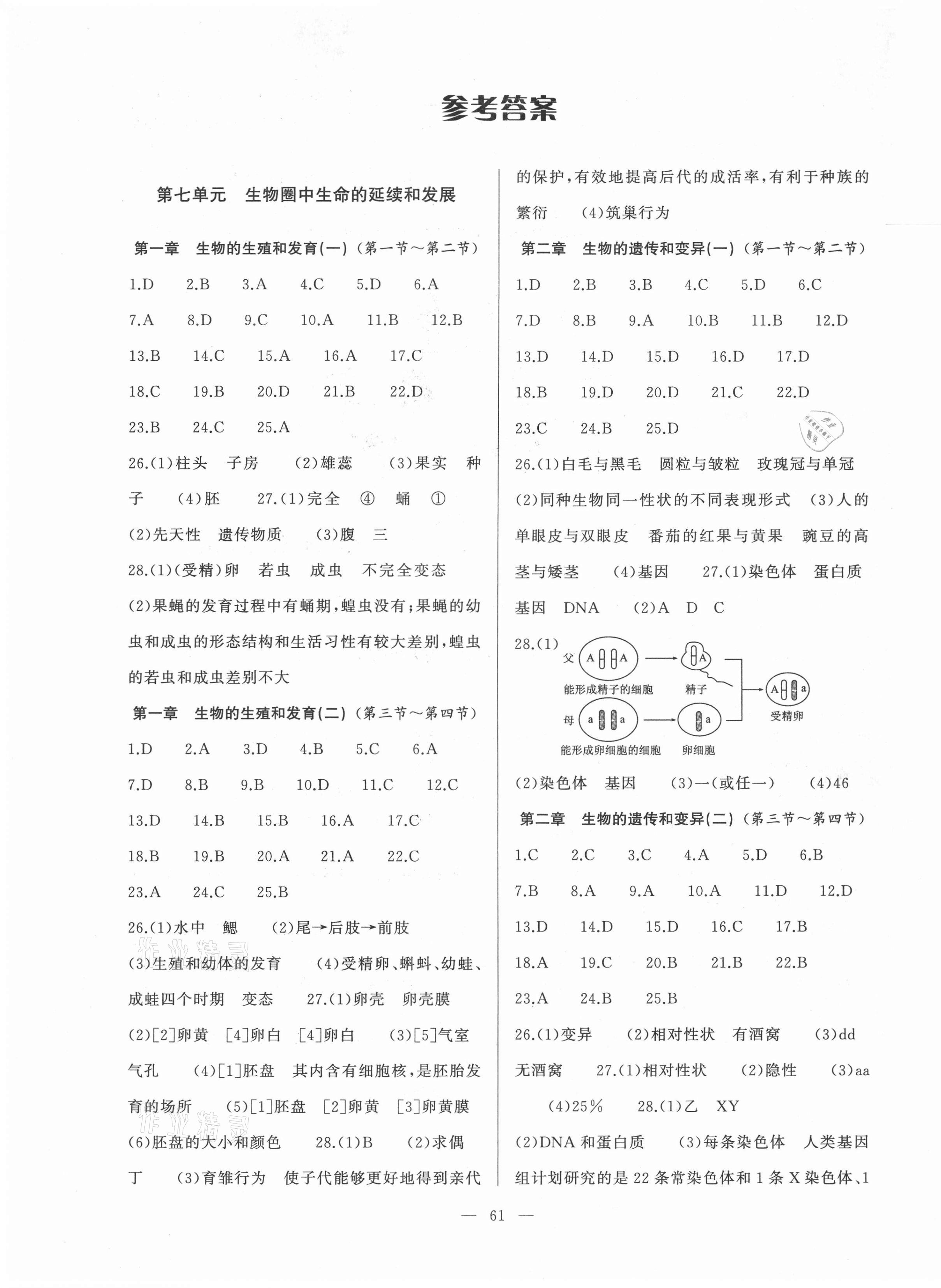 2021年順達測試卷八年級生物下冊人教版 第1頁