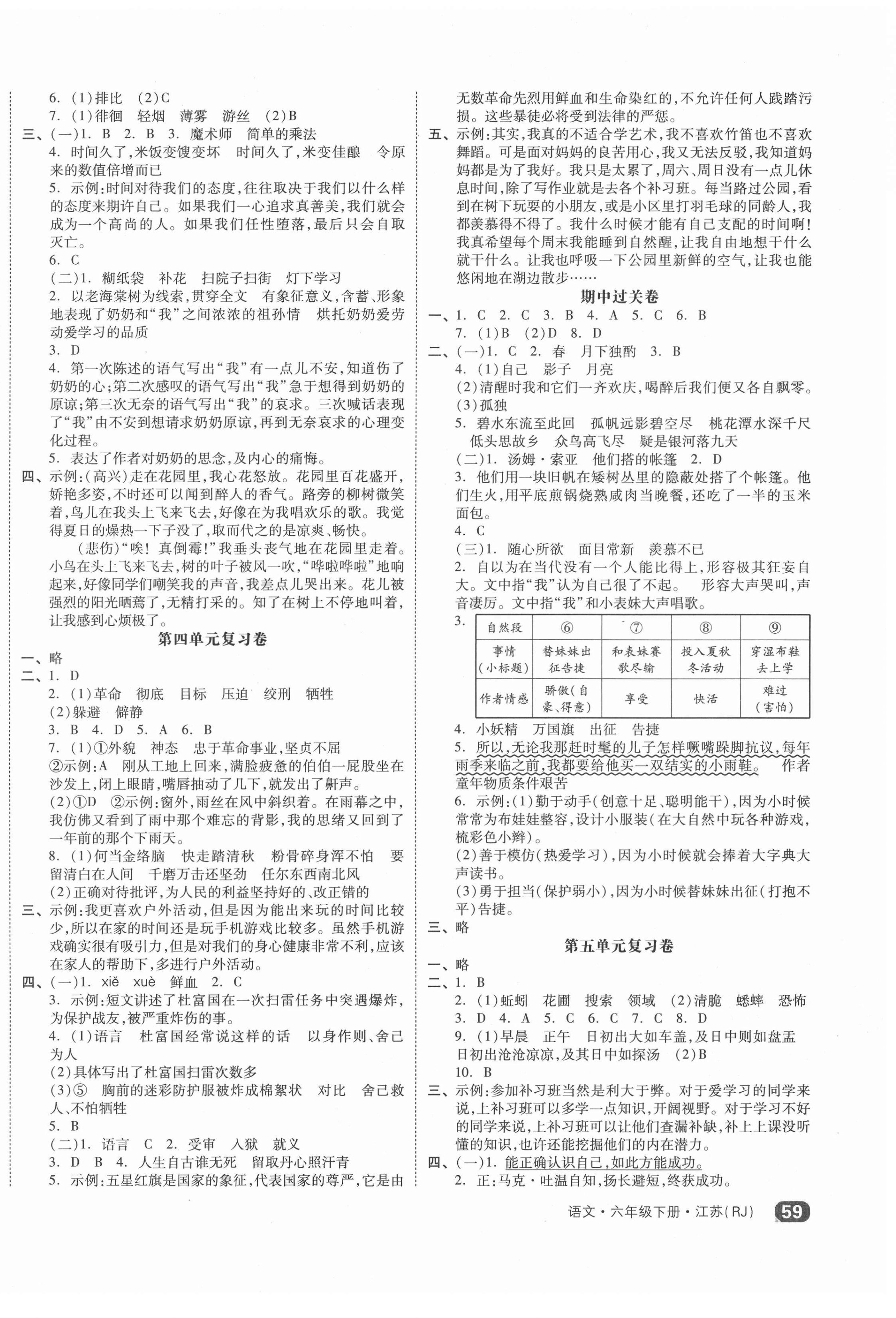 2021年全品小复习六年级语文下册人教版江苏专版 第2页