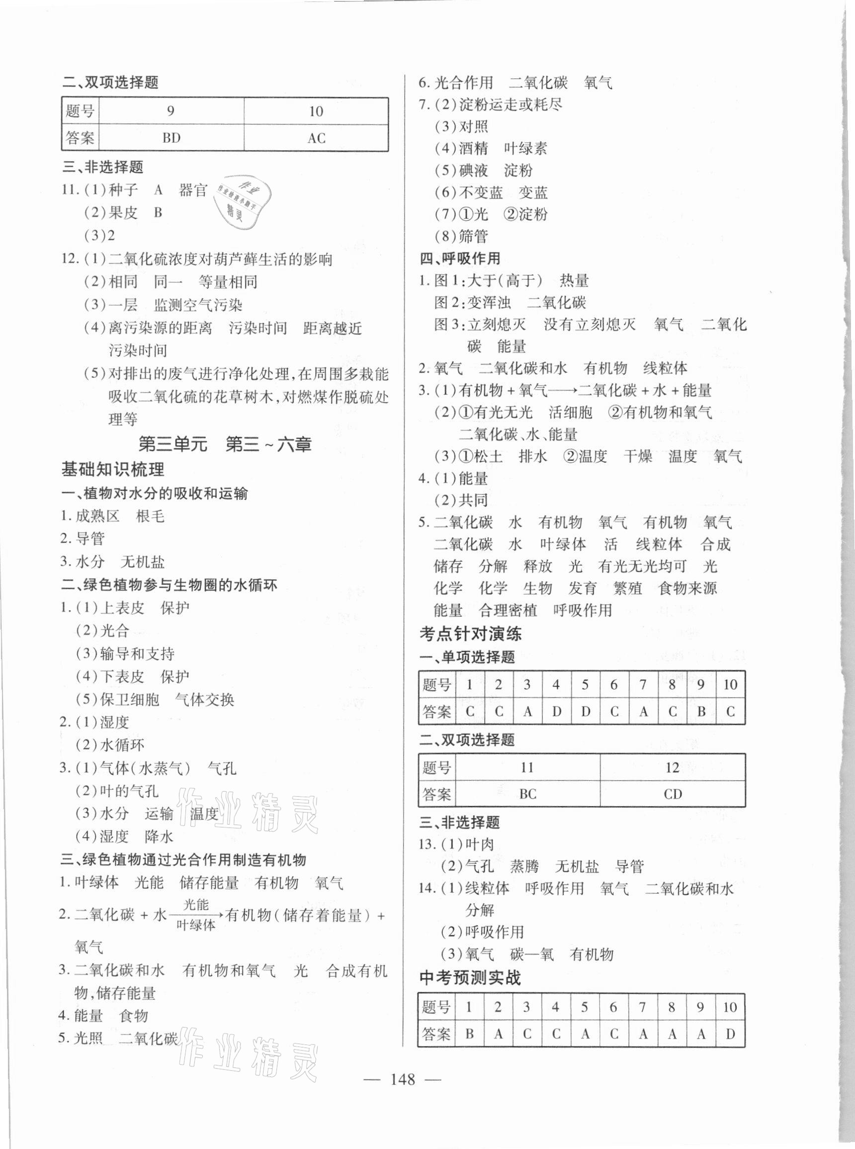 2021年望子成龍初中學業水平全程測控生物 第4頁