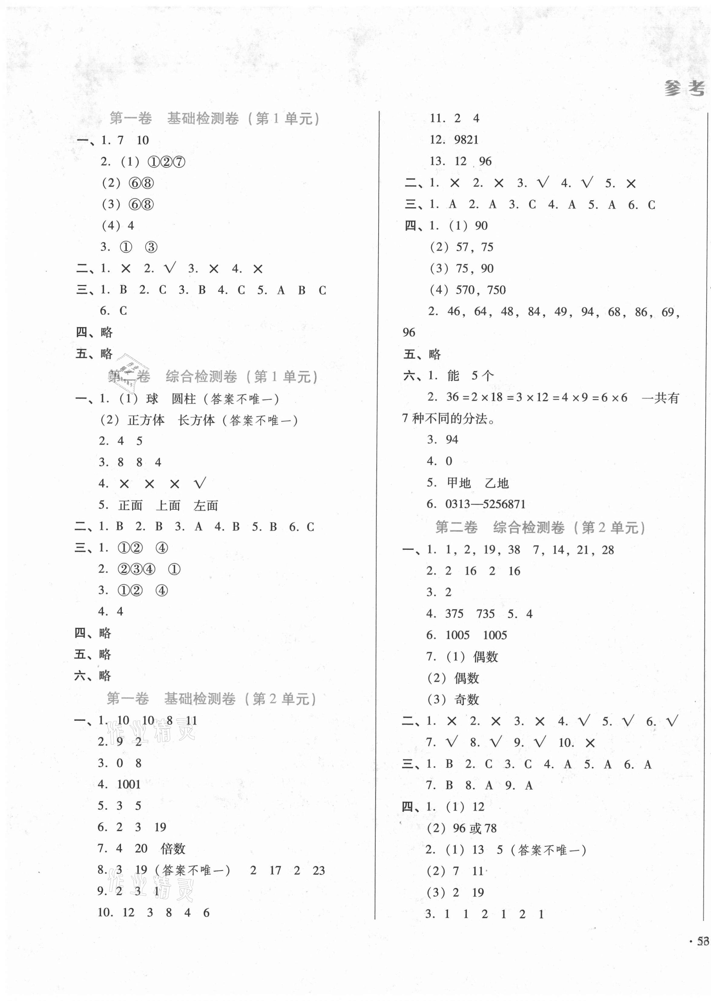 2021年中育1號金卷分類測試卷五年級數(shù)學(xué)下冊人教版 第1頁