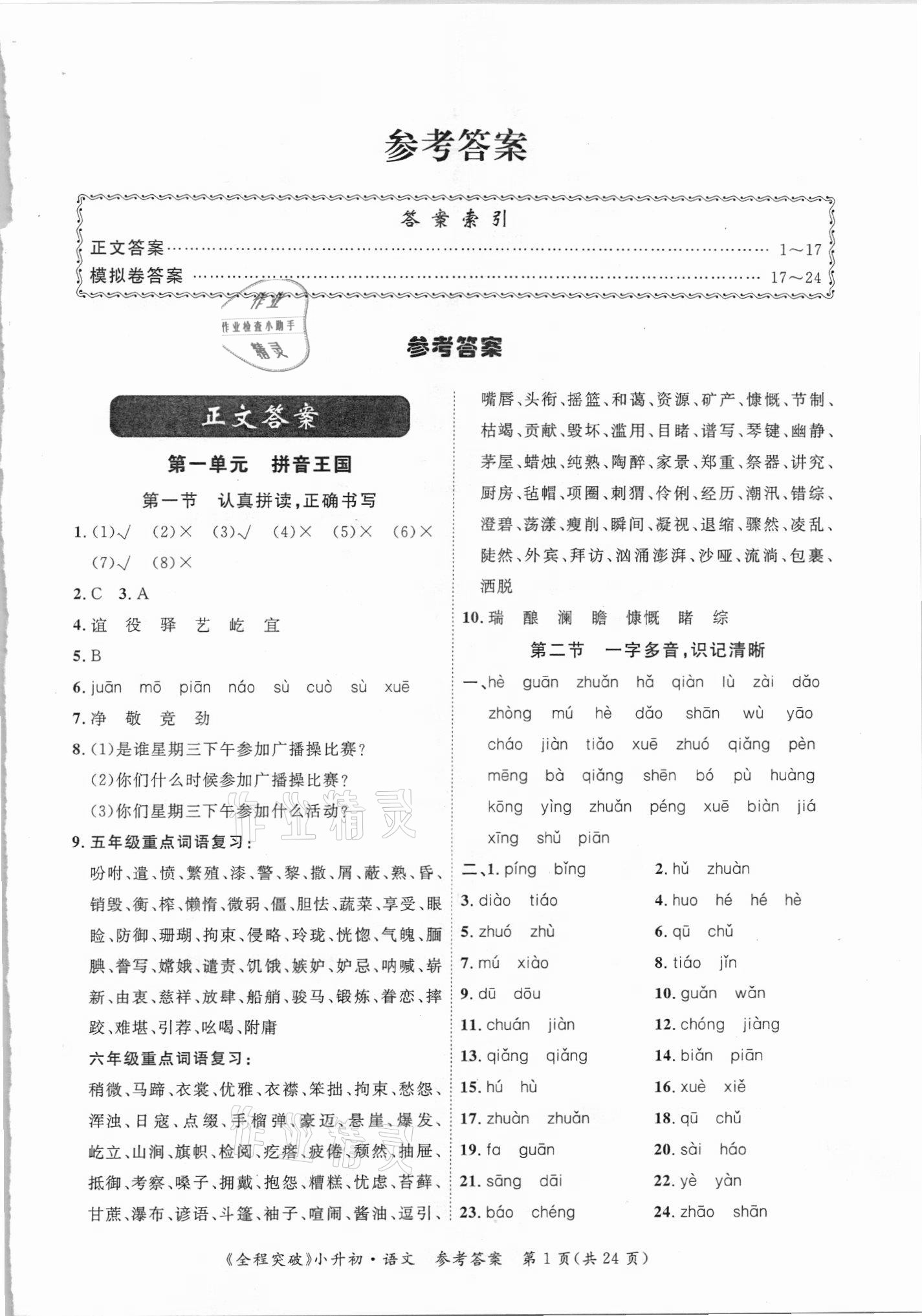 2021年全程突破小升初總復(fù)習(xí)語(yǔ)文 第1頁(yè)