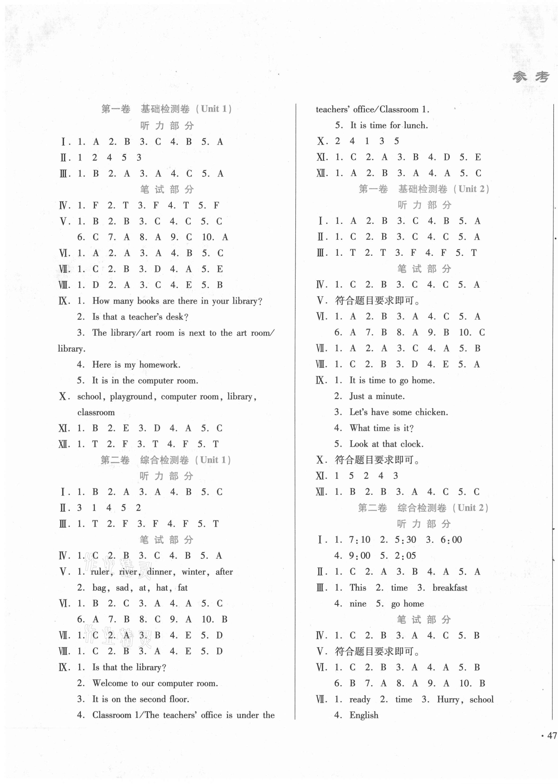 2021年中育1號金卷分類測試卷四年級英語下冊人教PEP版 第1頁