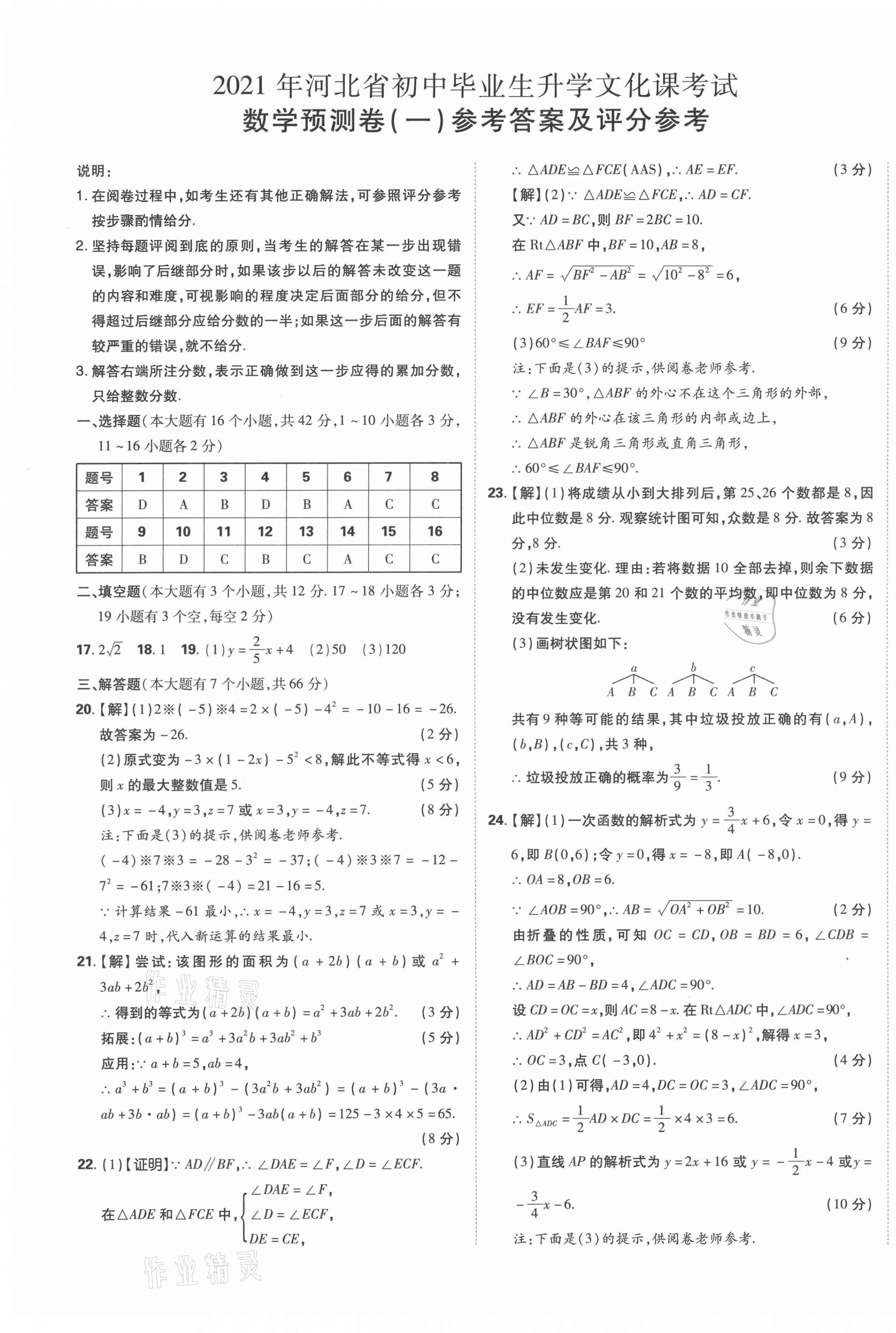 2021年中考必刷卷數(shù)學(xué)預(yù)測卷河北專版開明出版社 第1頁