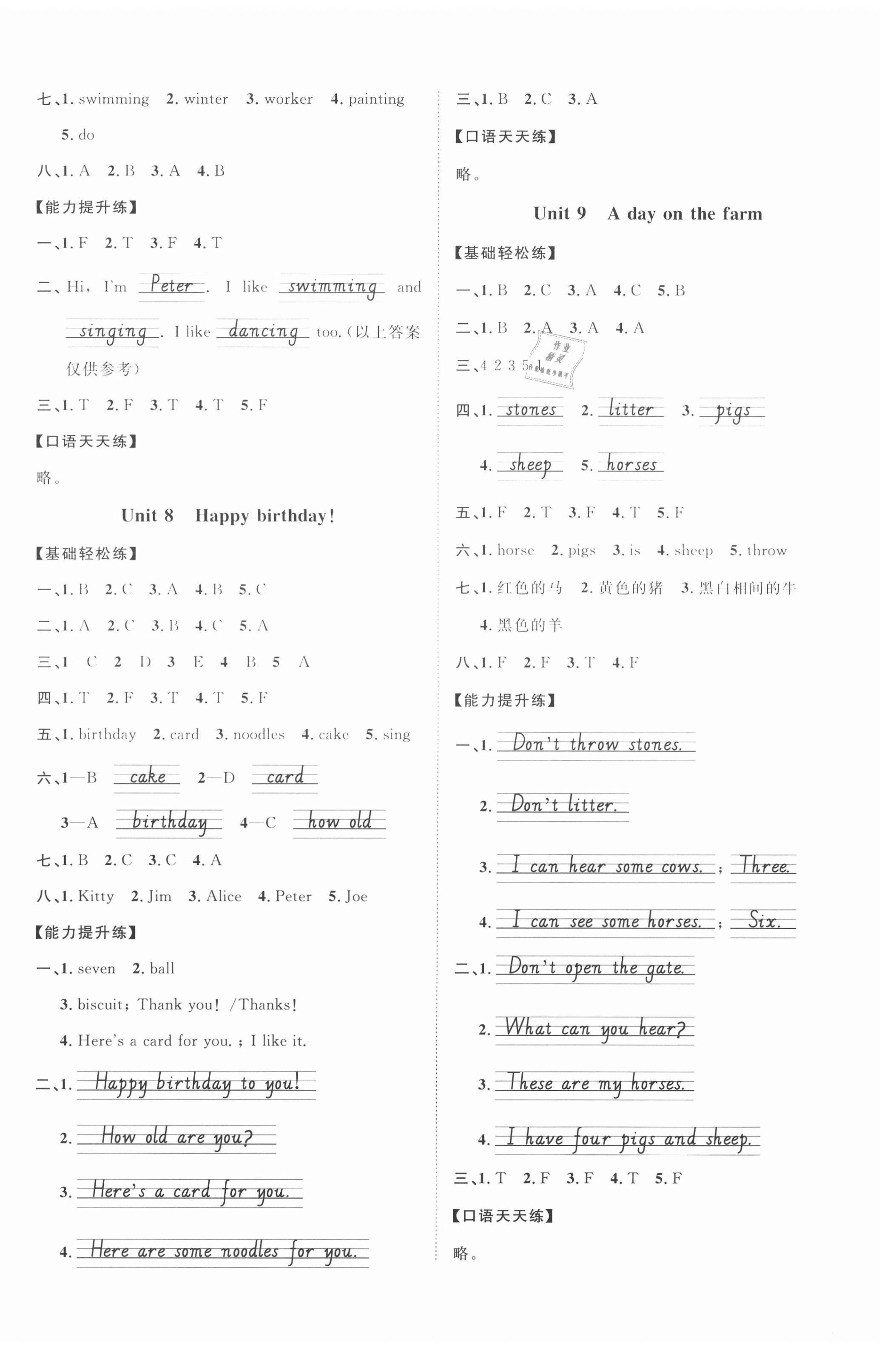 2021年阳光同学课时优化作业三年级英语下册沪教牛津版深圳专版 第4页