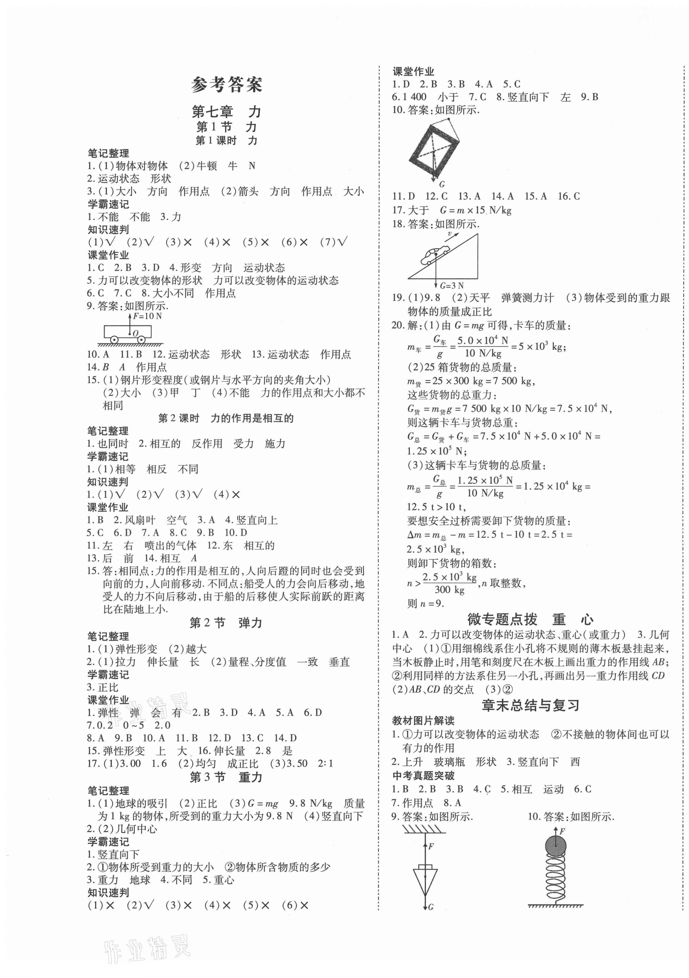 2021年我的作業(yè)八年級(jí)物理下冊(cè)甘肅專版 第1頁