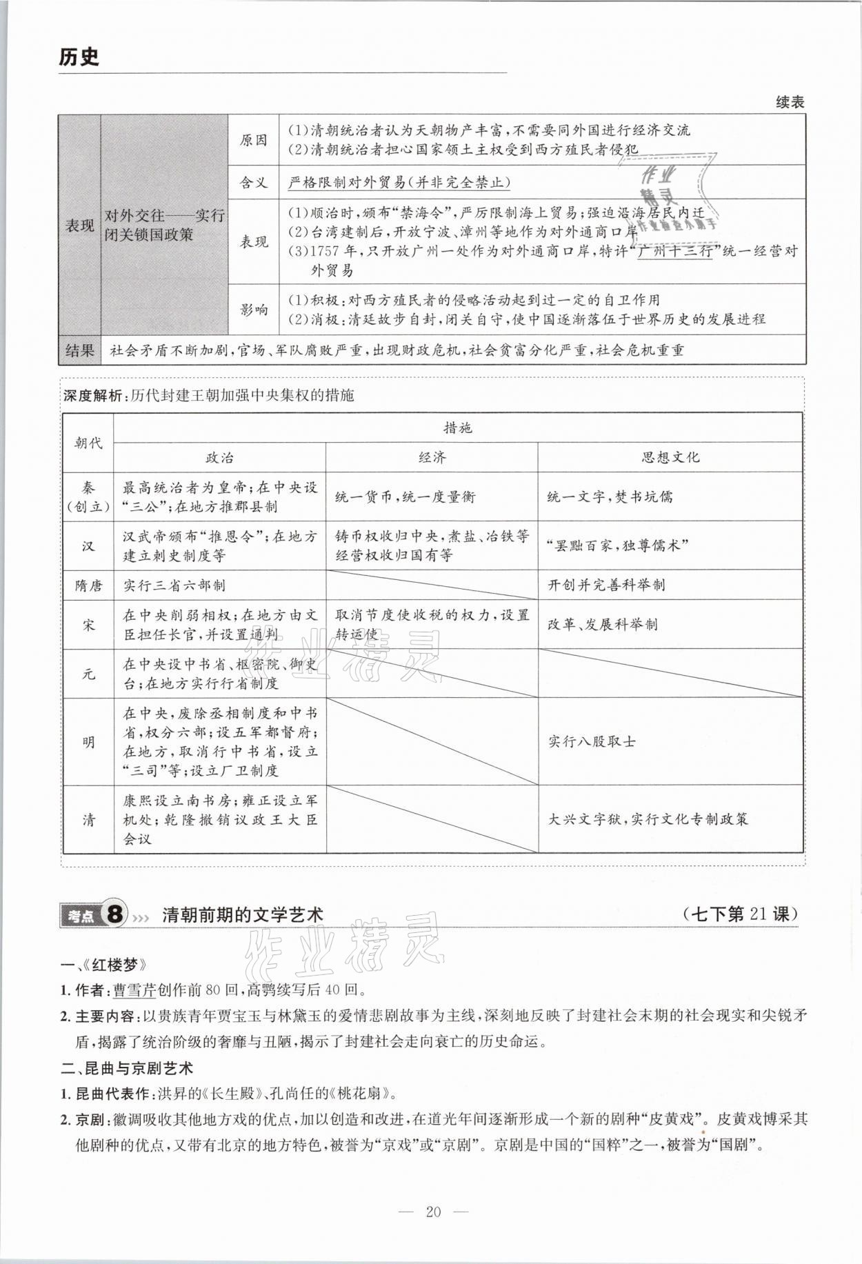 2021年中考全接觸中考試題突破歷史云南專版 參考答案第20頁