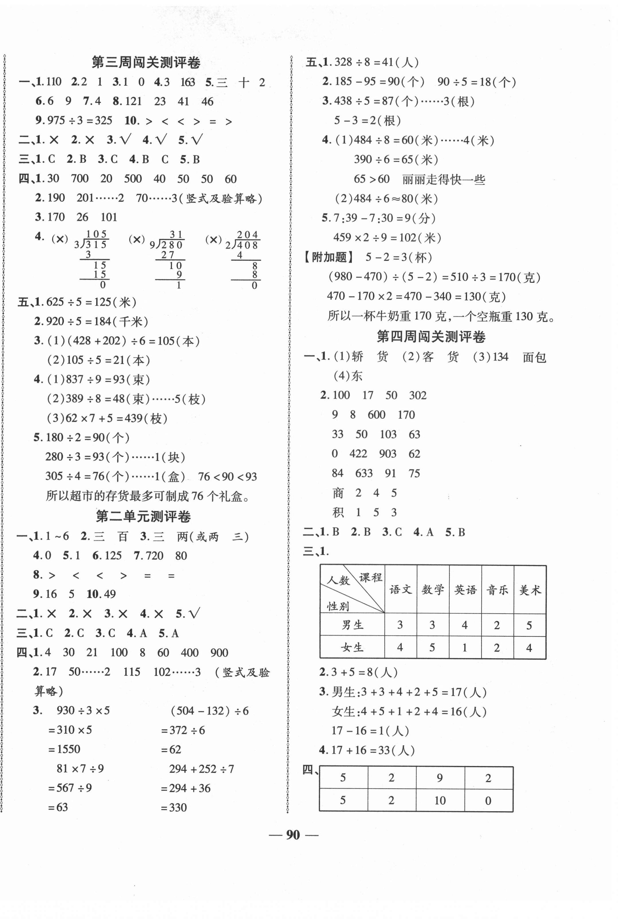 2021年名校一卷通三年級數(shù)學(xué)下冊人教版 第2頁