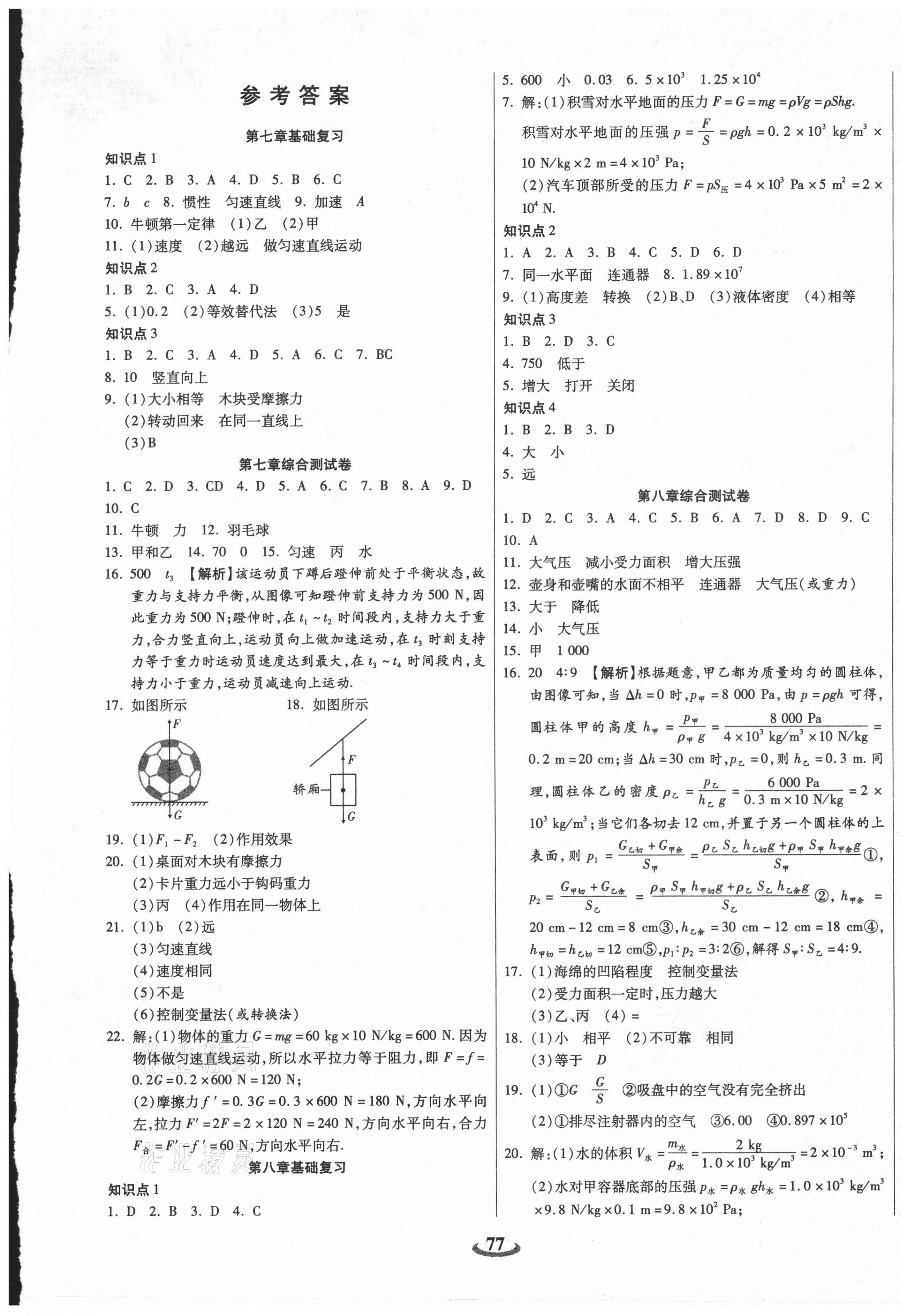 2021年暢響雙優(yōu)卷八年級物理下冊滬科版 第1頁