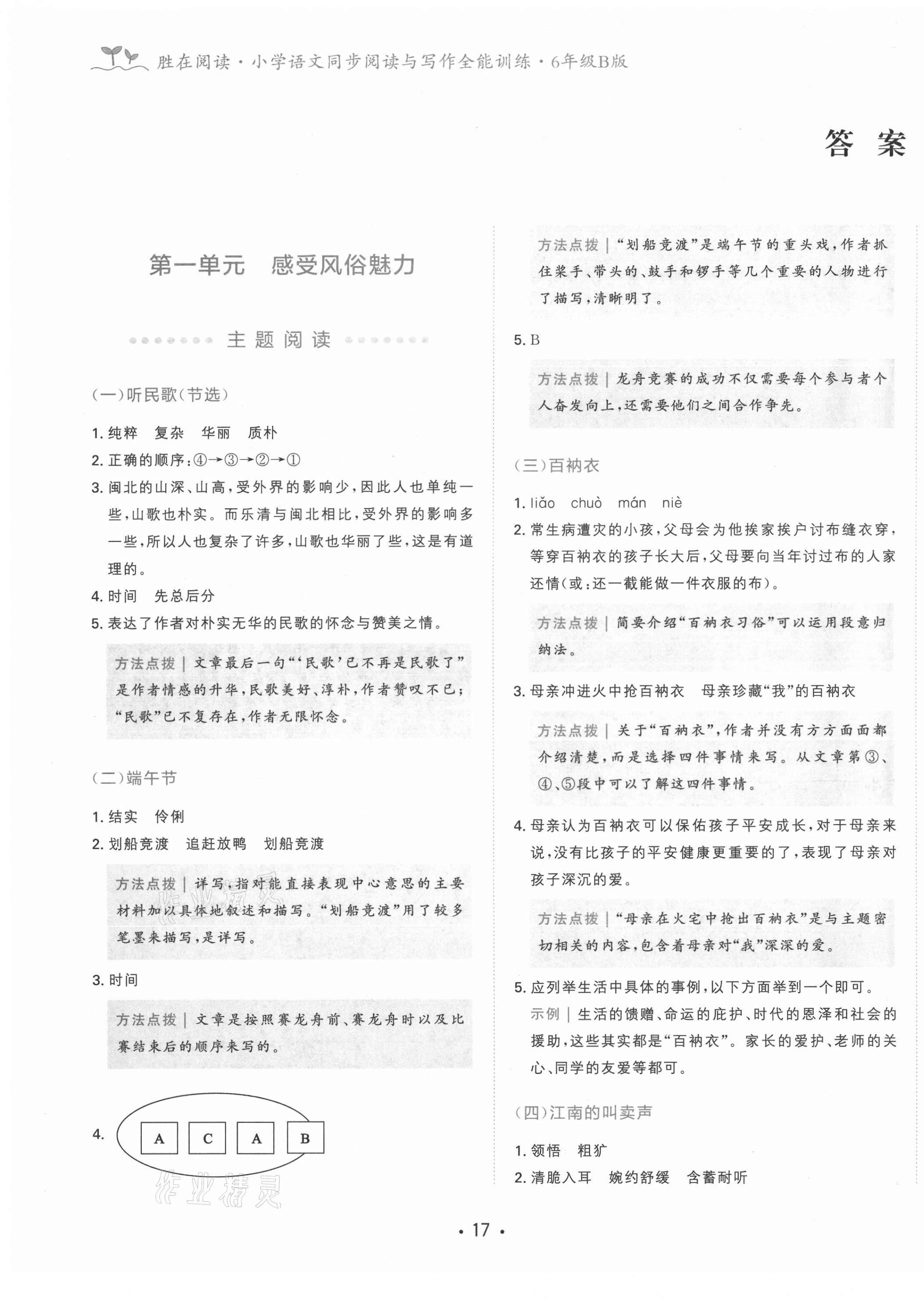 2021年勝在閱讀小學(xué)語(yǔ)文同步閱讀與寫(xiě)作全能訓(xùn)練六年級(jí)B版 第1頁(yè)