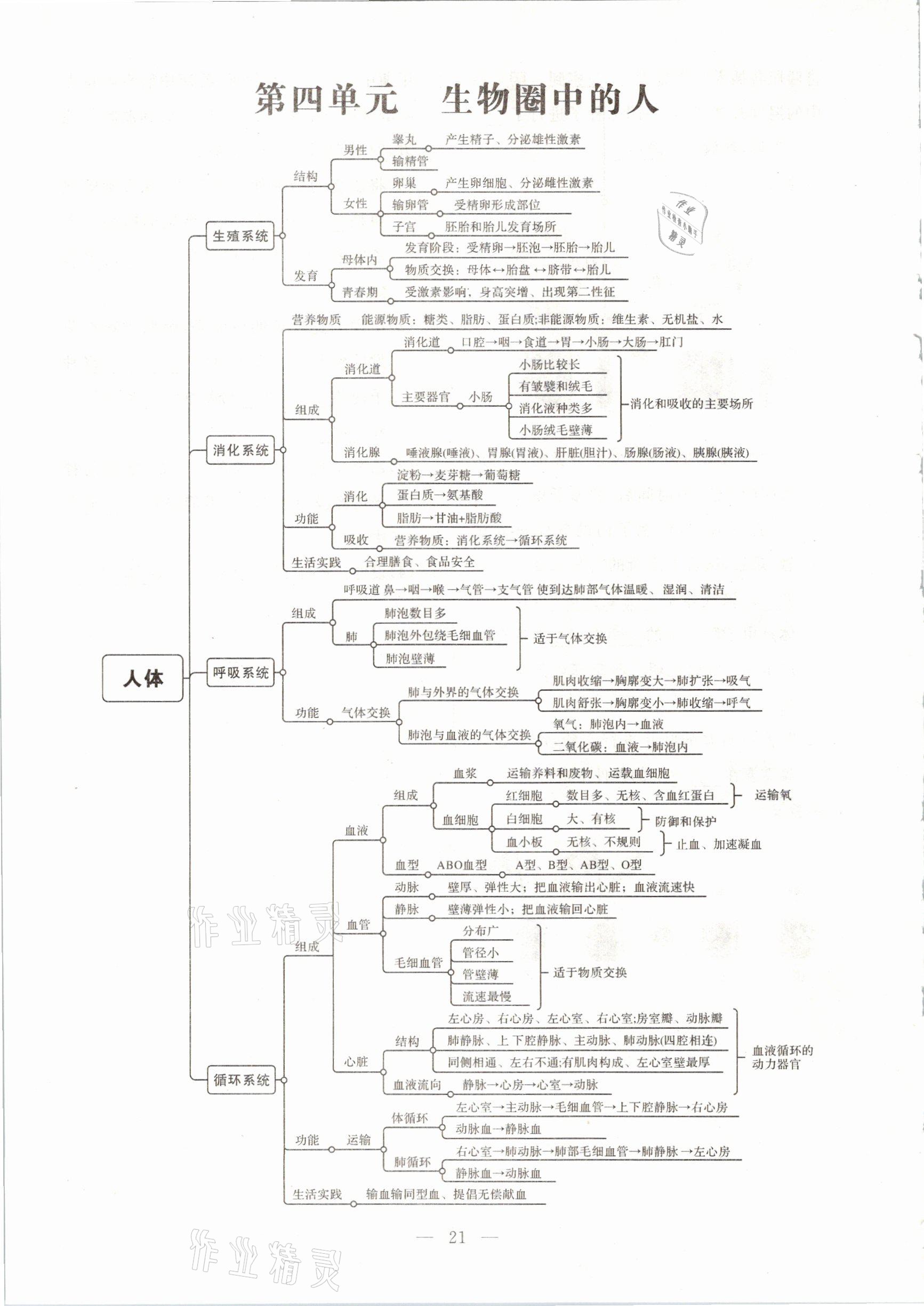 2021年名師學案中考復習堂堂清生物云南專版 參考答案第45頁