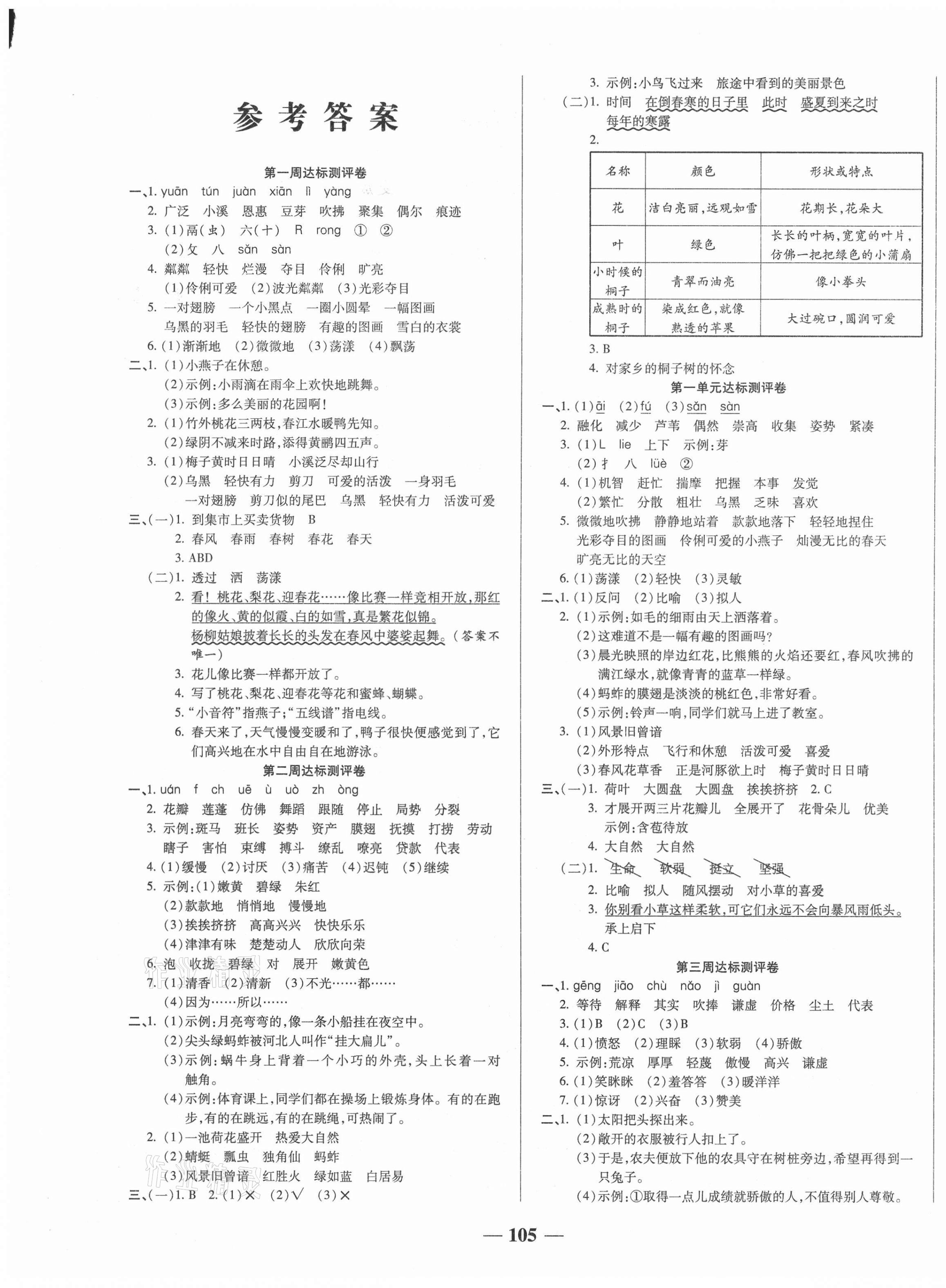 2021年金優(yōu)教輔全能練考卷三年級(jí)語文下冊(cè)人教版 第1頁