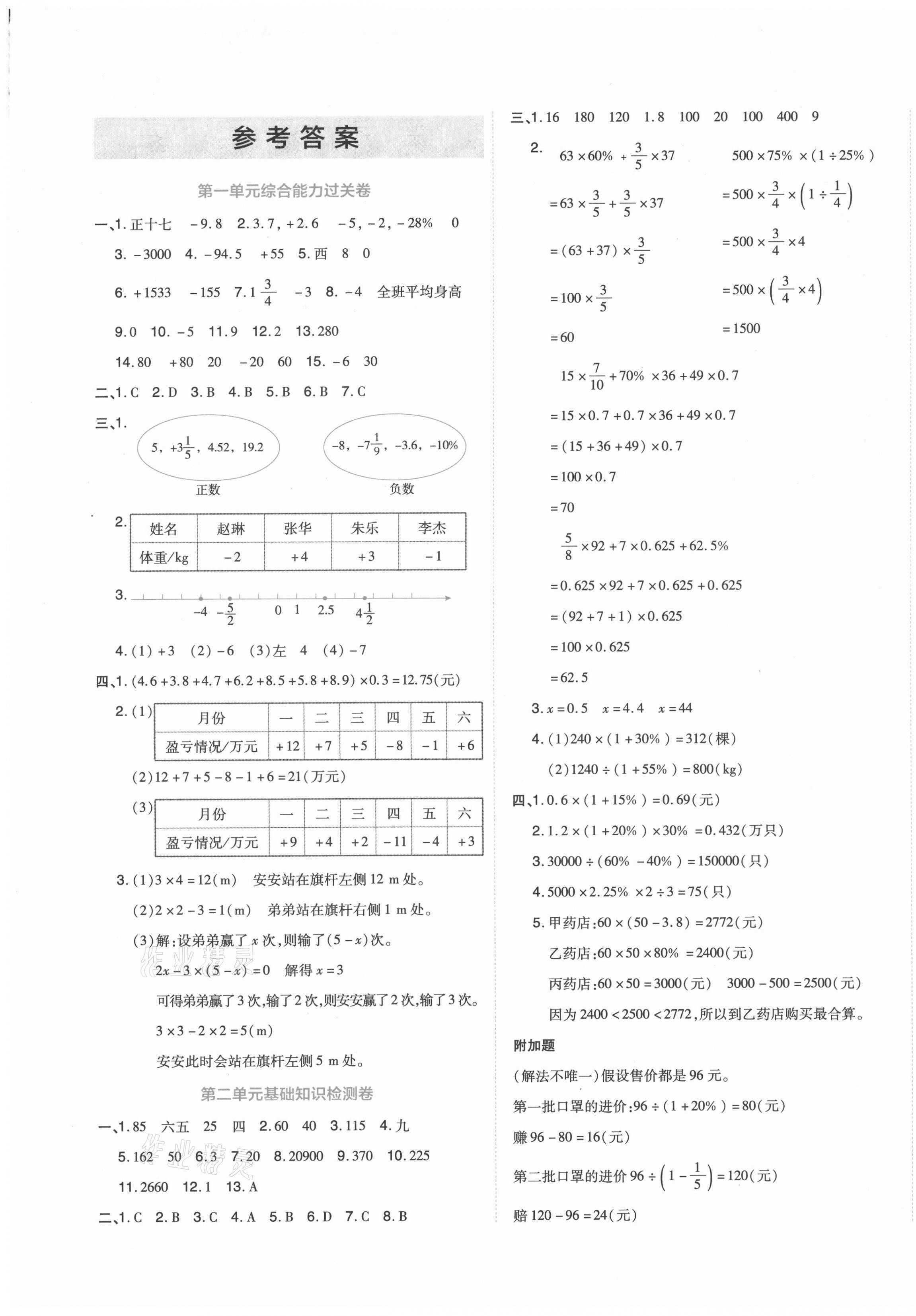 2021年開學了好卷100分六年級數(shù)學下冊人教版 第1頁