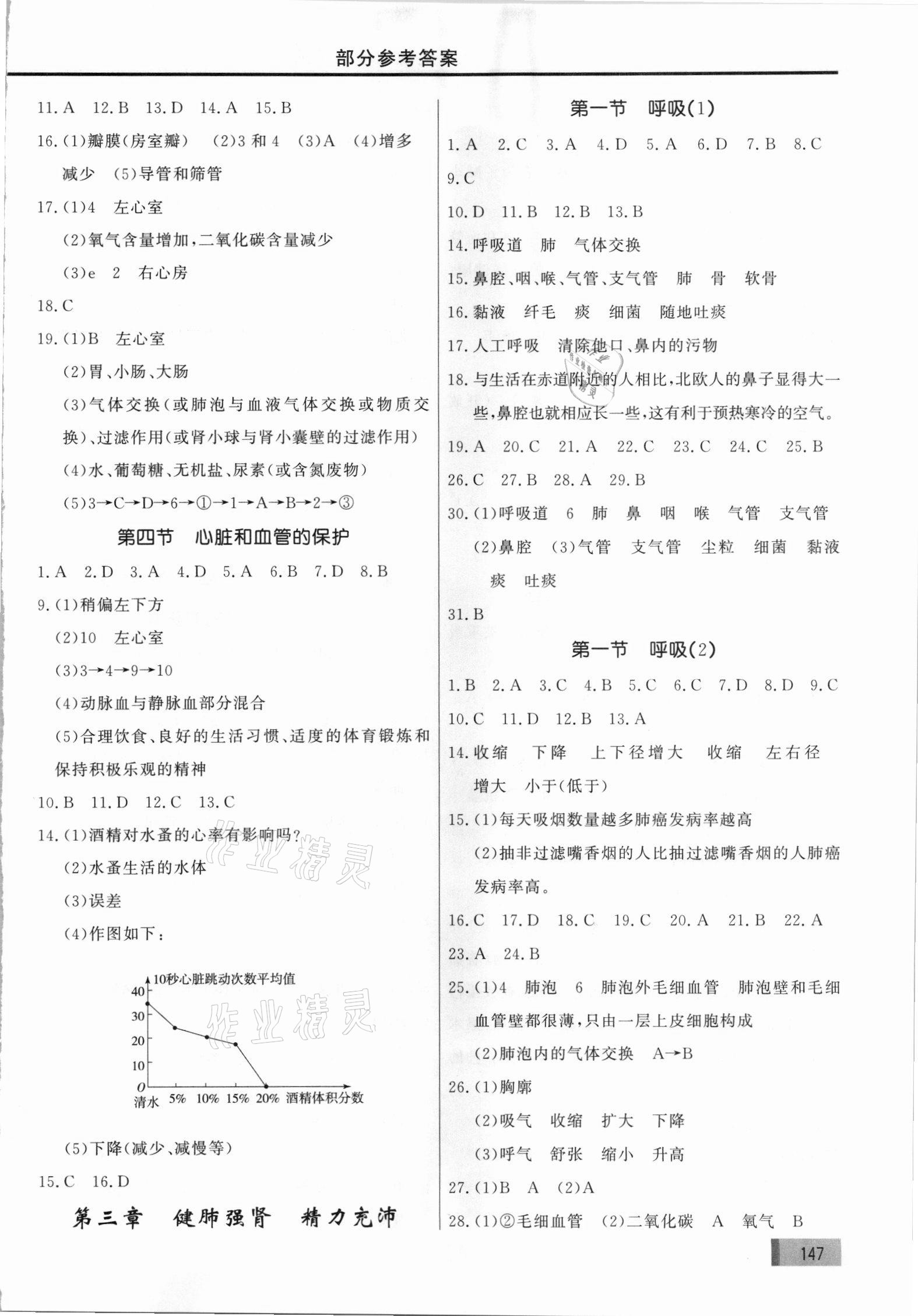 2021年新教材同步练七年级生物下册冀少版 参考答案第4页