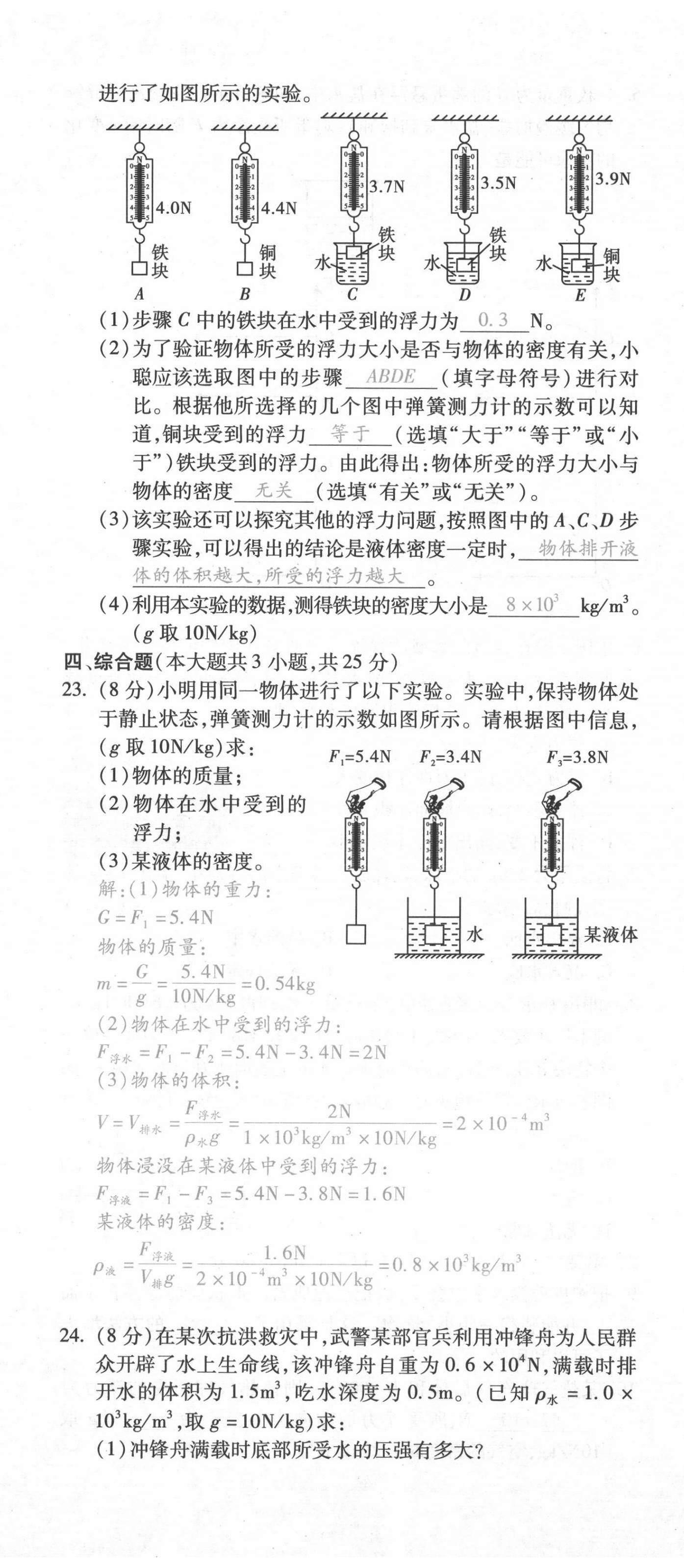 2021年本土攻略八年级物理下册沪科版 第11页