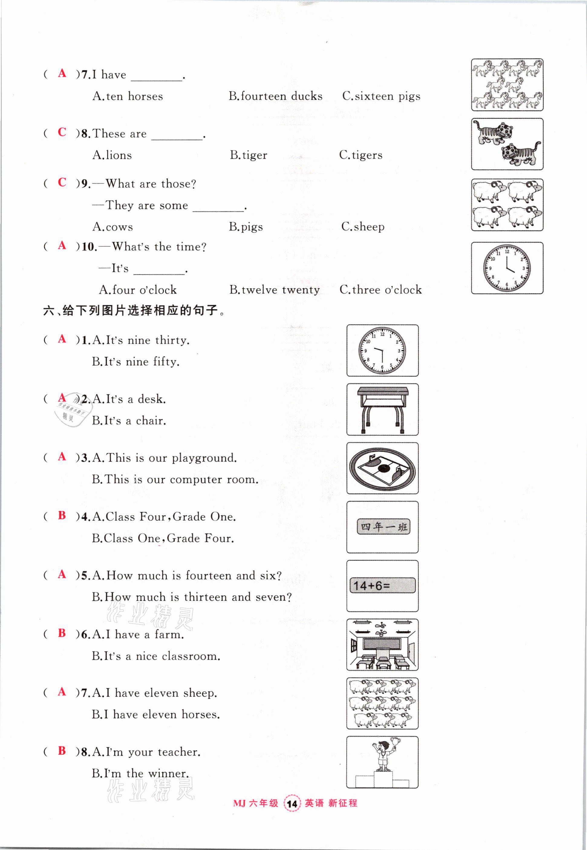 2021年新征程六年級英語下冊閩教版 參考答案第14頁