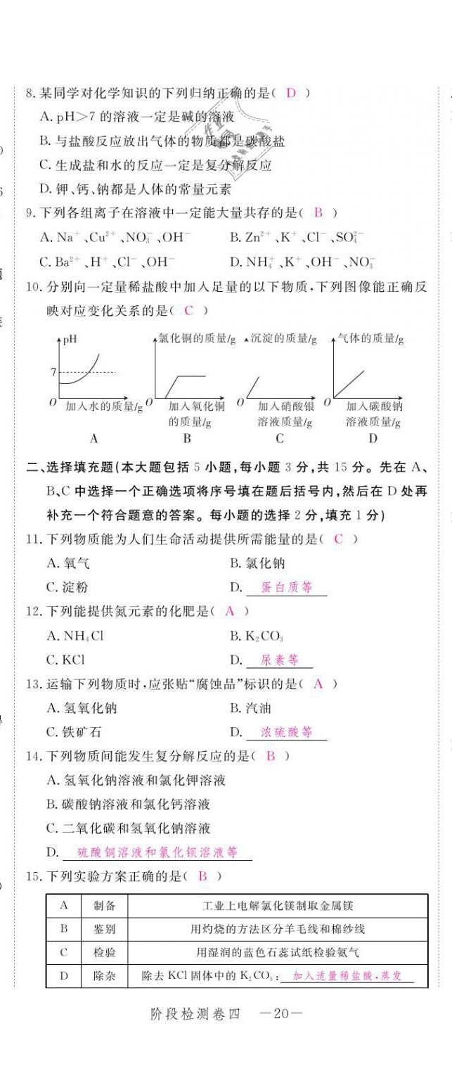 2021年芝麻開(kāi)花領(lǐng)航新課標(biāo)中考方略化學(xué) 參考答案第37頁(yè)