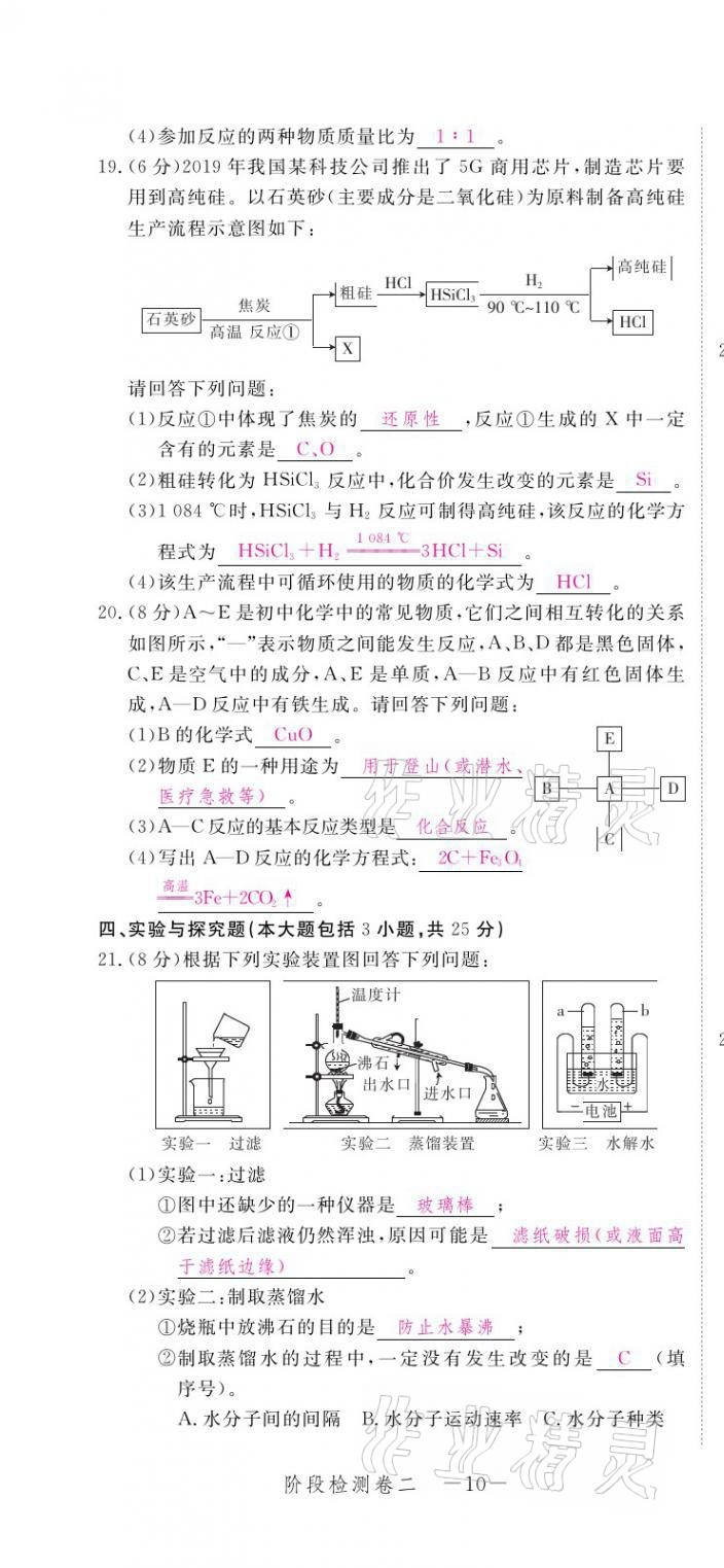 2021年芝麻開(kāi)花領(lǐng)航新課標(biāo)中考方略化學(xué) 參考答案第17頁(yè)