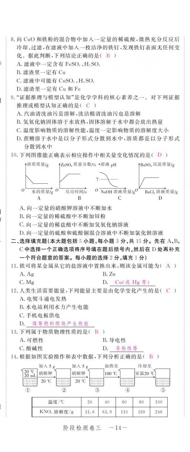 2021年芝麻開花領(lǐng)航新課標中考方略化學 參考答案第25頁