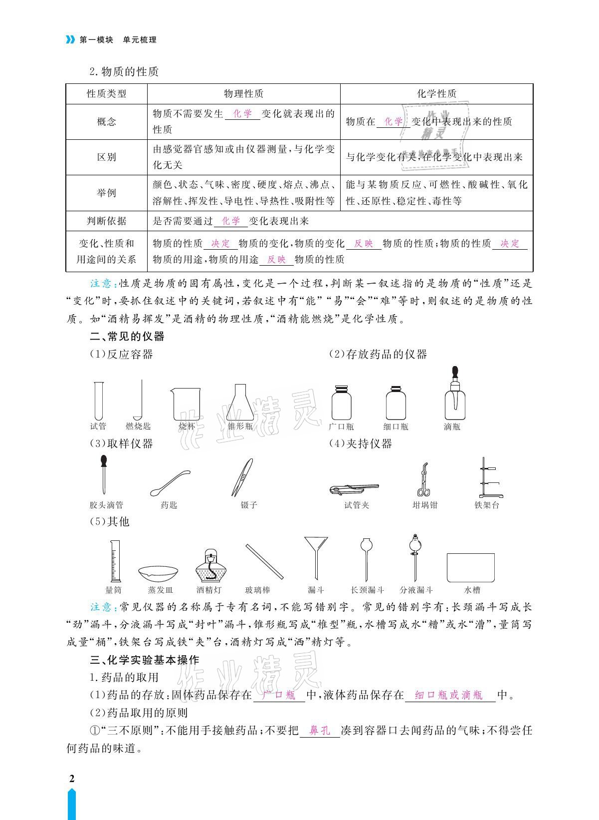 2021年芝麻開花領(lǐng)航新課標(biāo)中考方略化學(xué) 參考答案第6頁