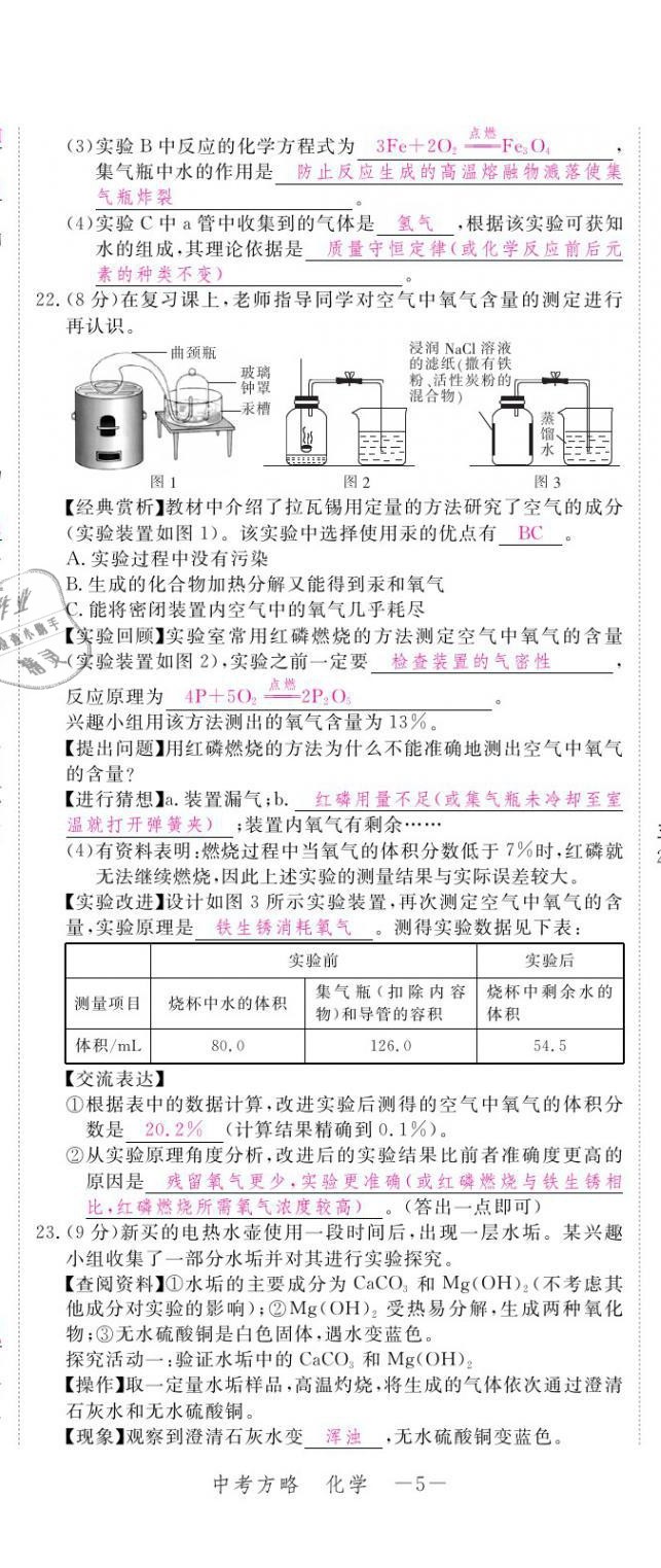 2021年芝麻開花領(lǐng)航新課標(biāo)中考方略化學(xué) 參考答案第7頁