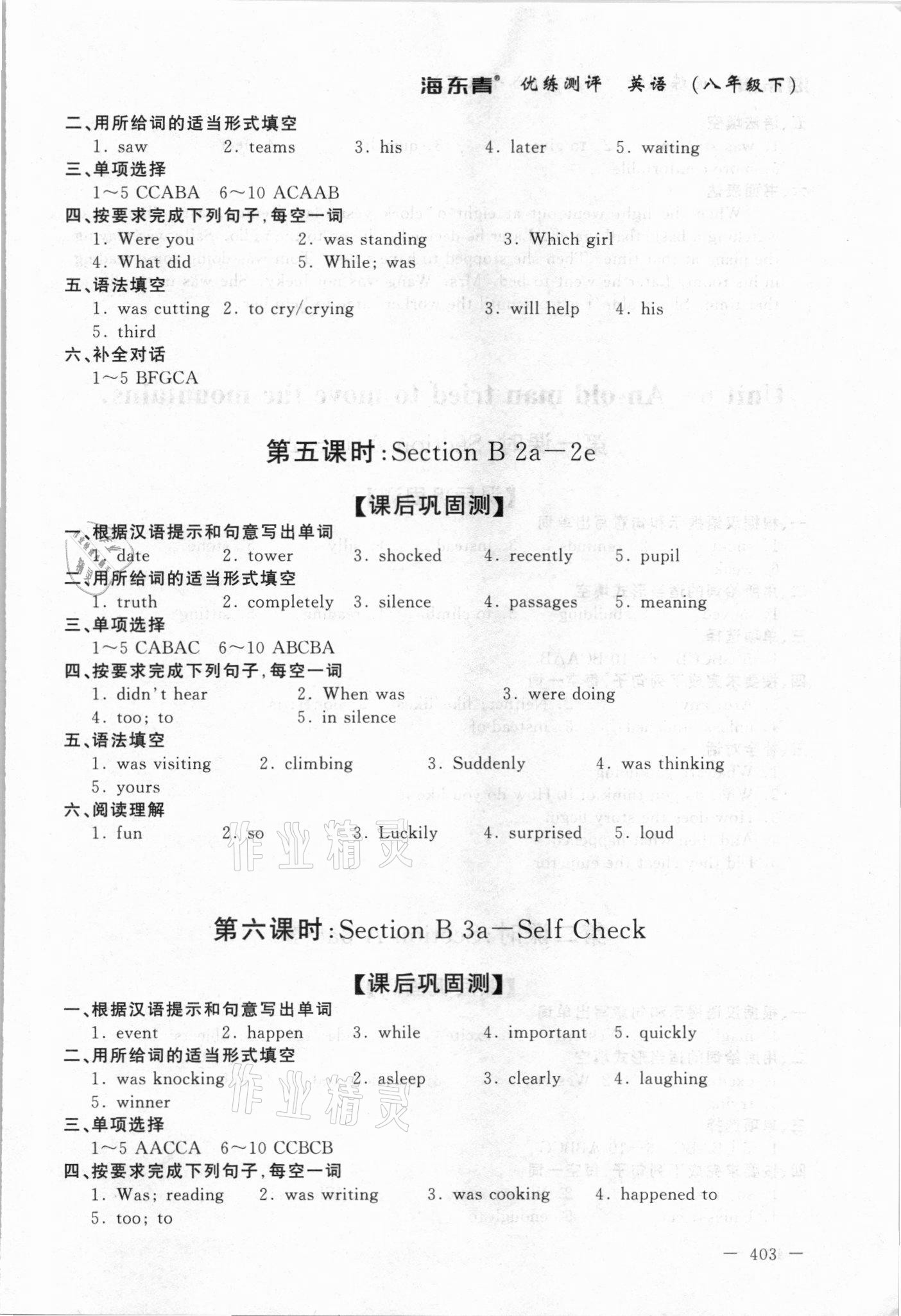 2021年海東青優(yōu)練測評八年級英語下冊人教版牡丹江專版 參考答案第13頁