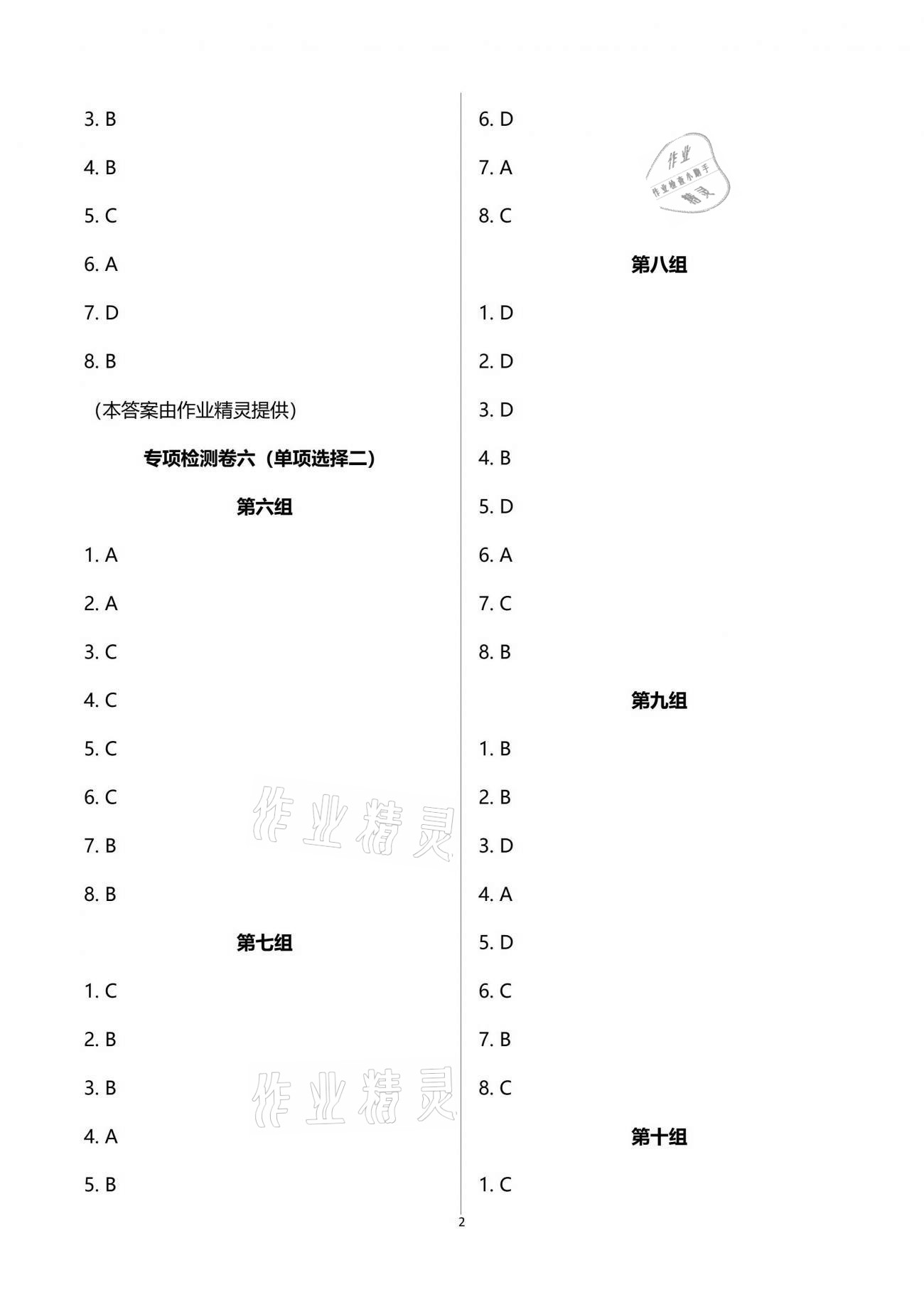 2021年課堂能力測(cè)試卷中考沖刺英語 參考答案第2頁