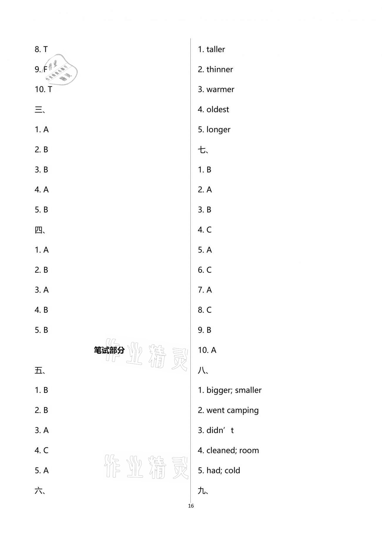 2021年同步練習(xí)冊配套單元自測試卷六年級英語下冊人教版 第16頁