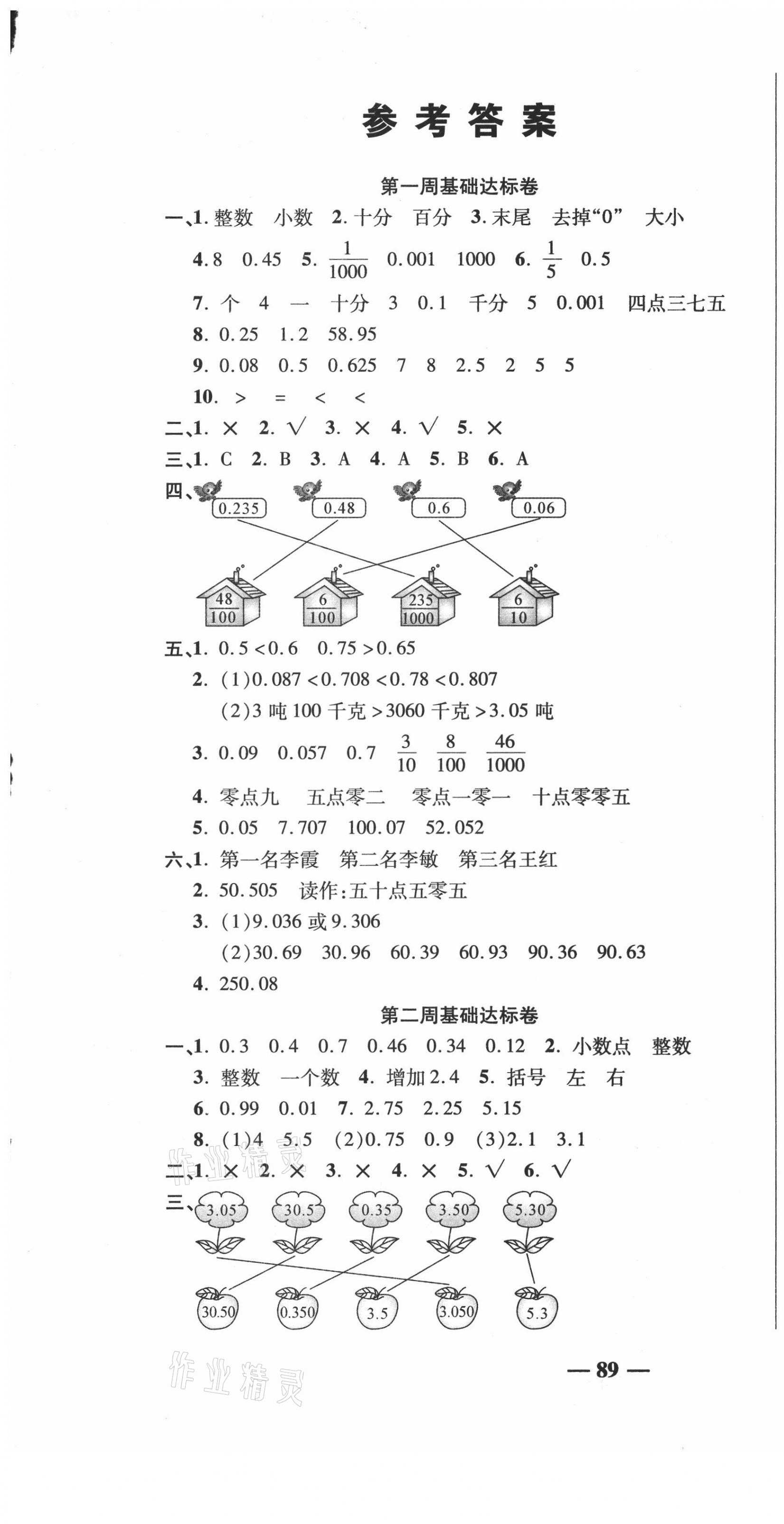 2021年名師練考卷四年級(jí)數(shù)學(xué)下冊(cè)北師大版 參考答案第1頁(yè)