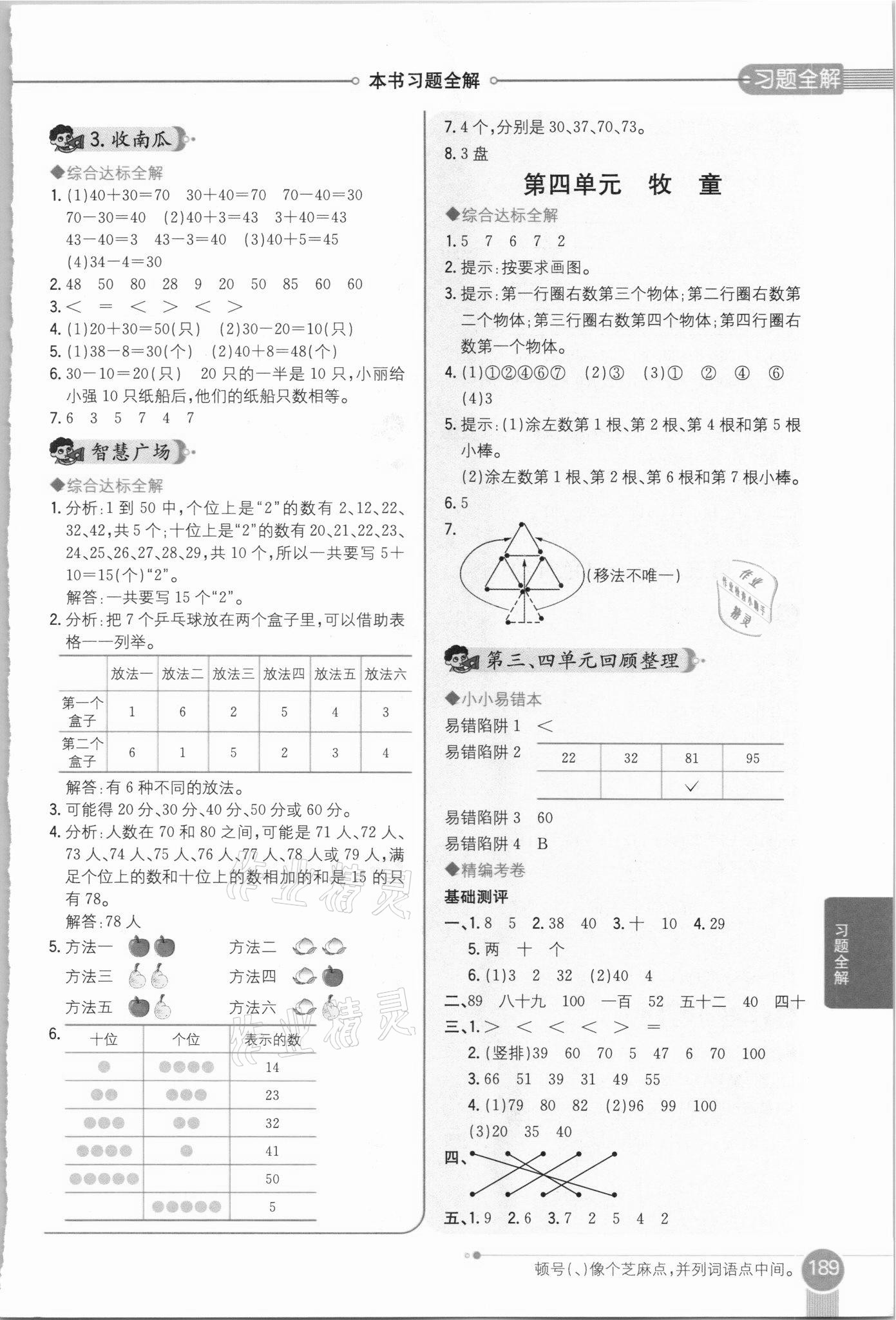 2021年小學(xué)教材全解一年級數(shù)學(xué)下冊青島版六三制 參考答案第3頁