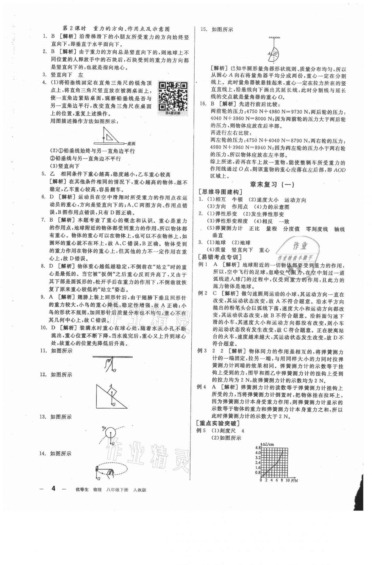 2021年全品練就優(yōu)等生八年級物理下冊人教版 參考答案第4頁