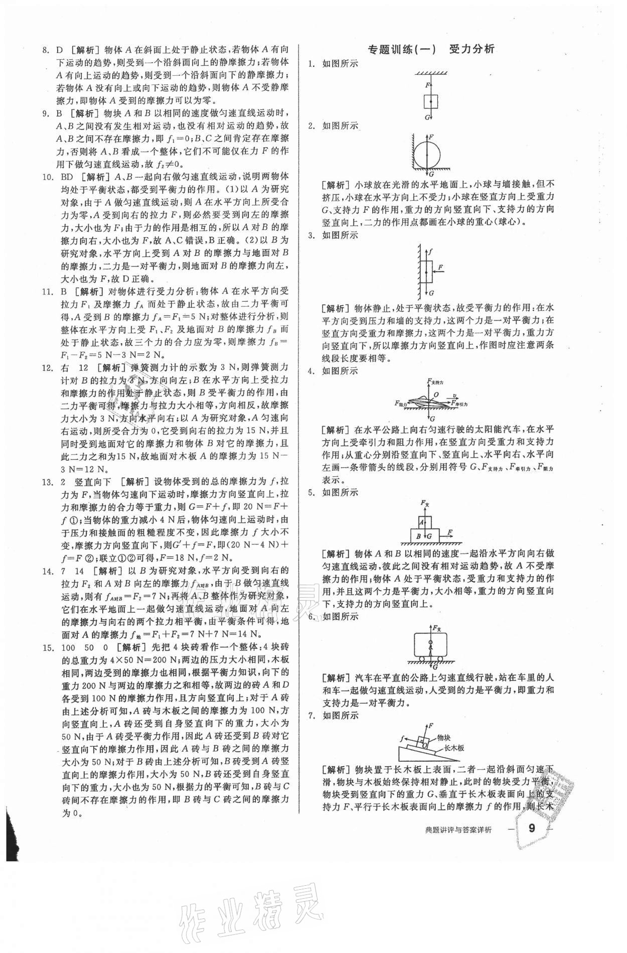 2021年全品練就優(yōu)等生八年級物理下冊人教版 參考答案第9頁