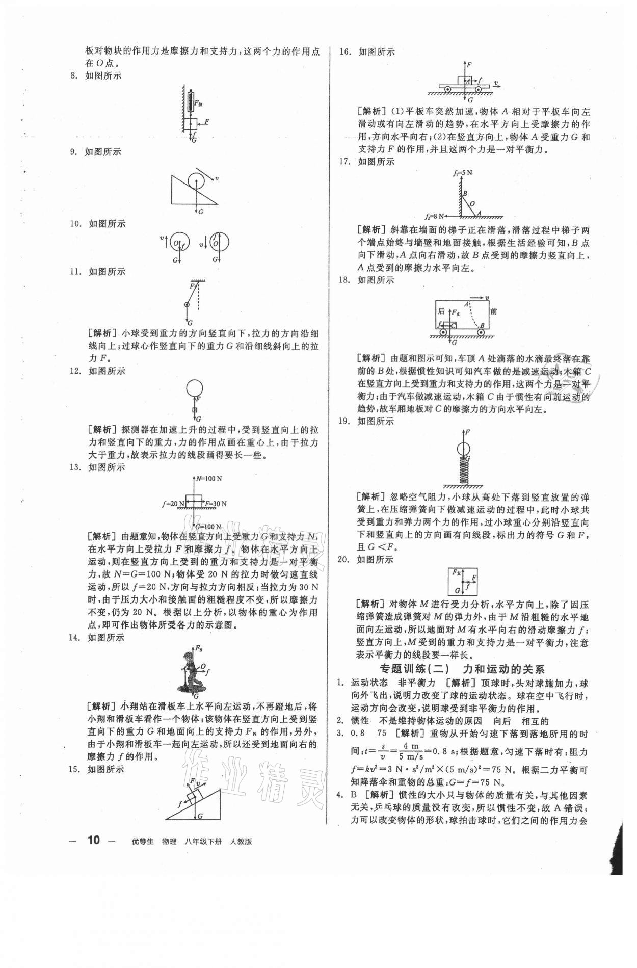 2021年全品練就優(yōu)等生八年級(jí)物理下冊(cè)人教版 參考答案第10頁