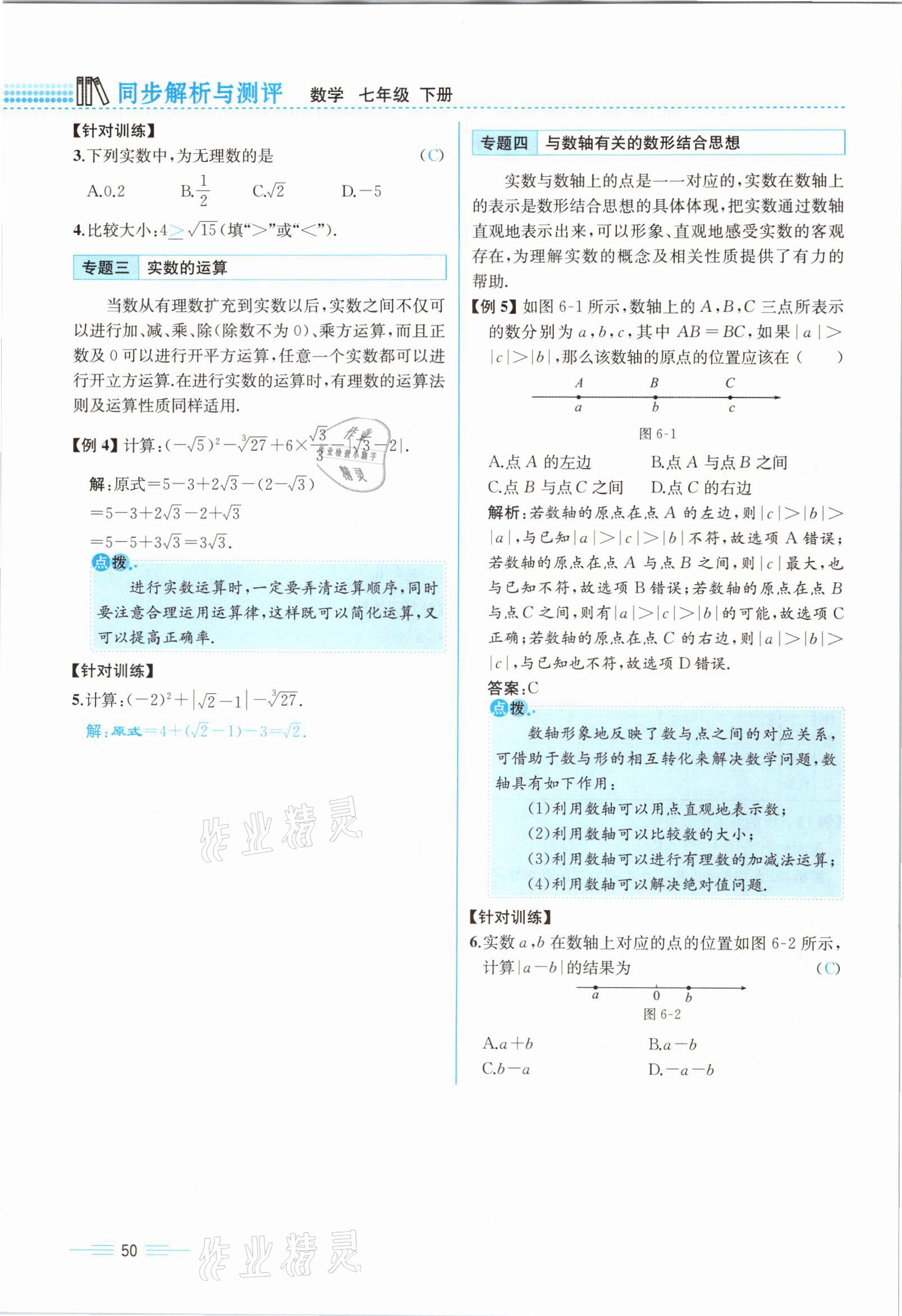 2021年人教金学典同步解析与测评七年级数学下册人教版云南专版 参考答案第50页