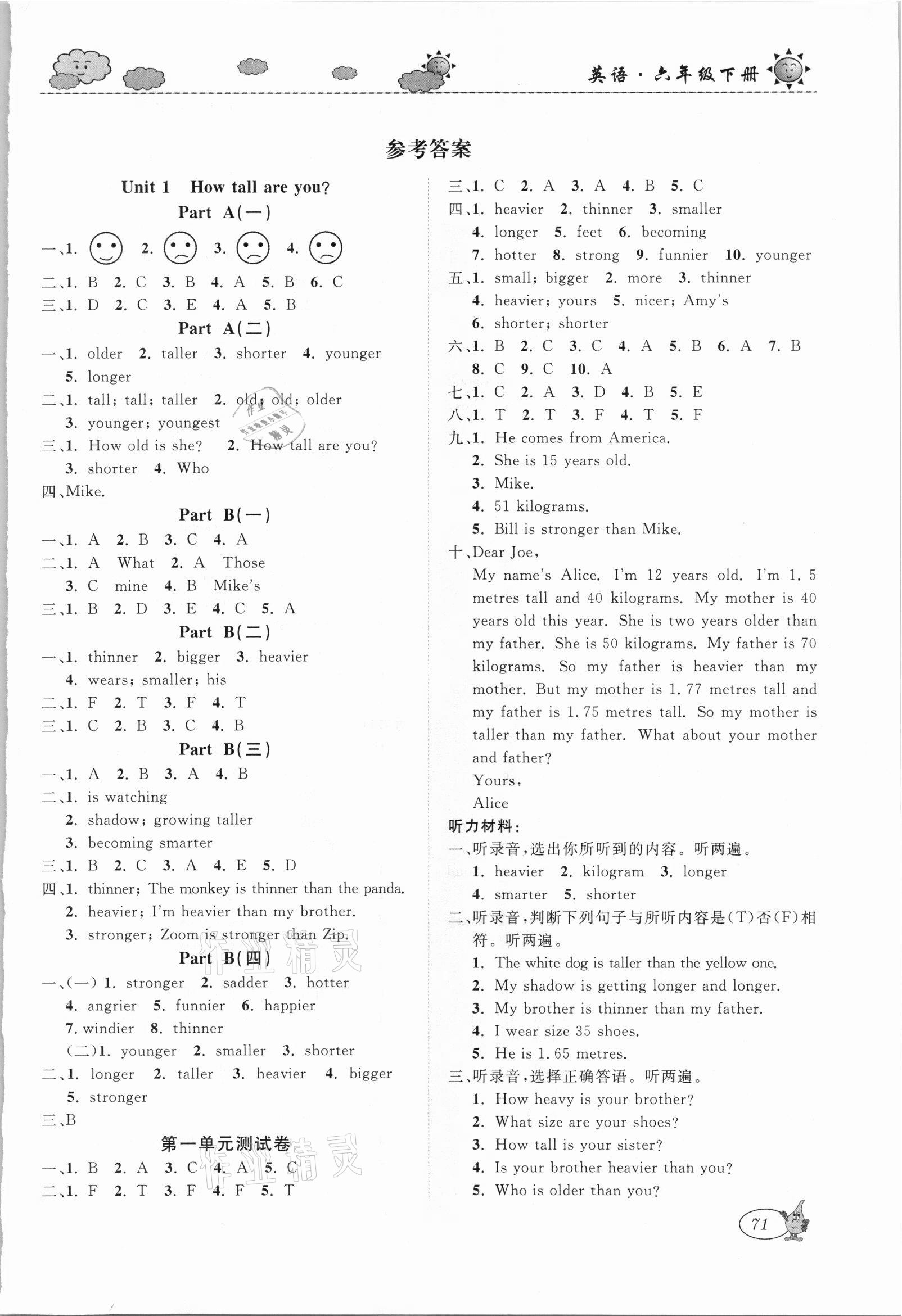 2021年培優(yōu)練習(xí)六年級英語下冊人教版 第1頁