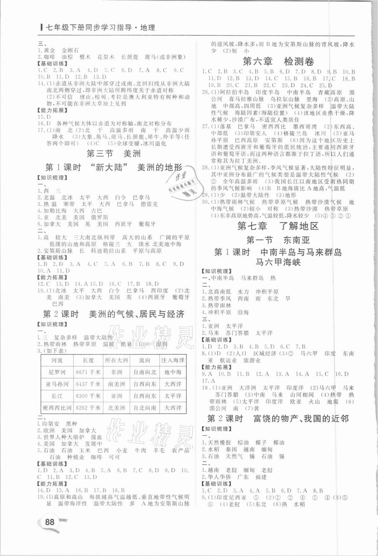 2021年新編初中同步作業七年級地理下冊湘教版 第2頁