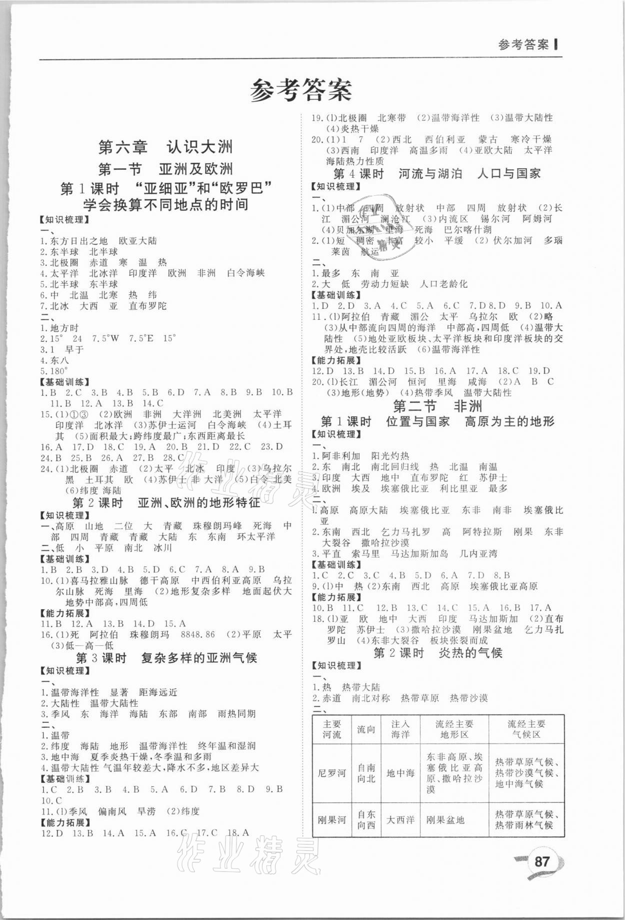 2021年新編初中同步作業七年級地理下冊湘教版 第1頁