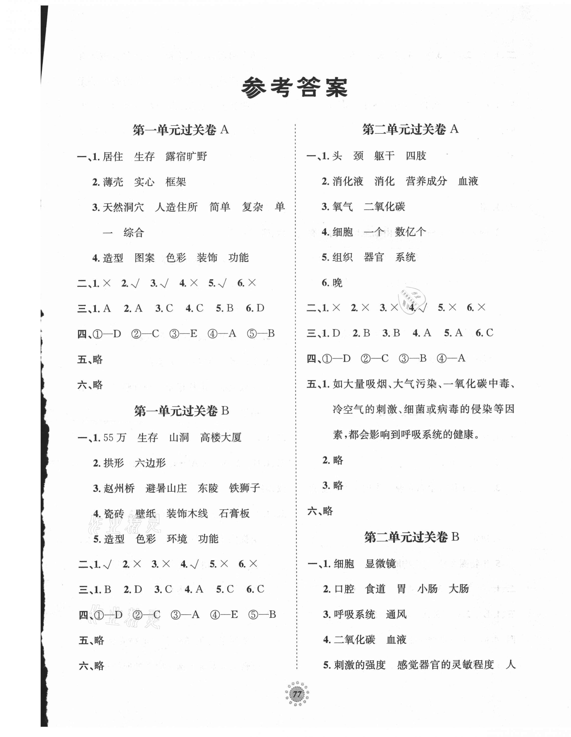 2021年桂壯紅皮書單元過關(guān)卷六年級科學(xué)下冊教科版 第1頁