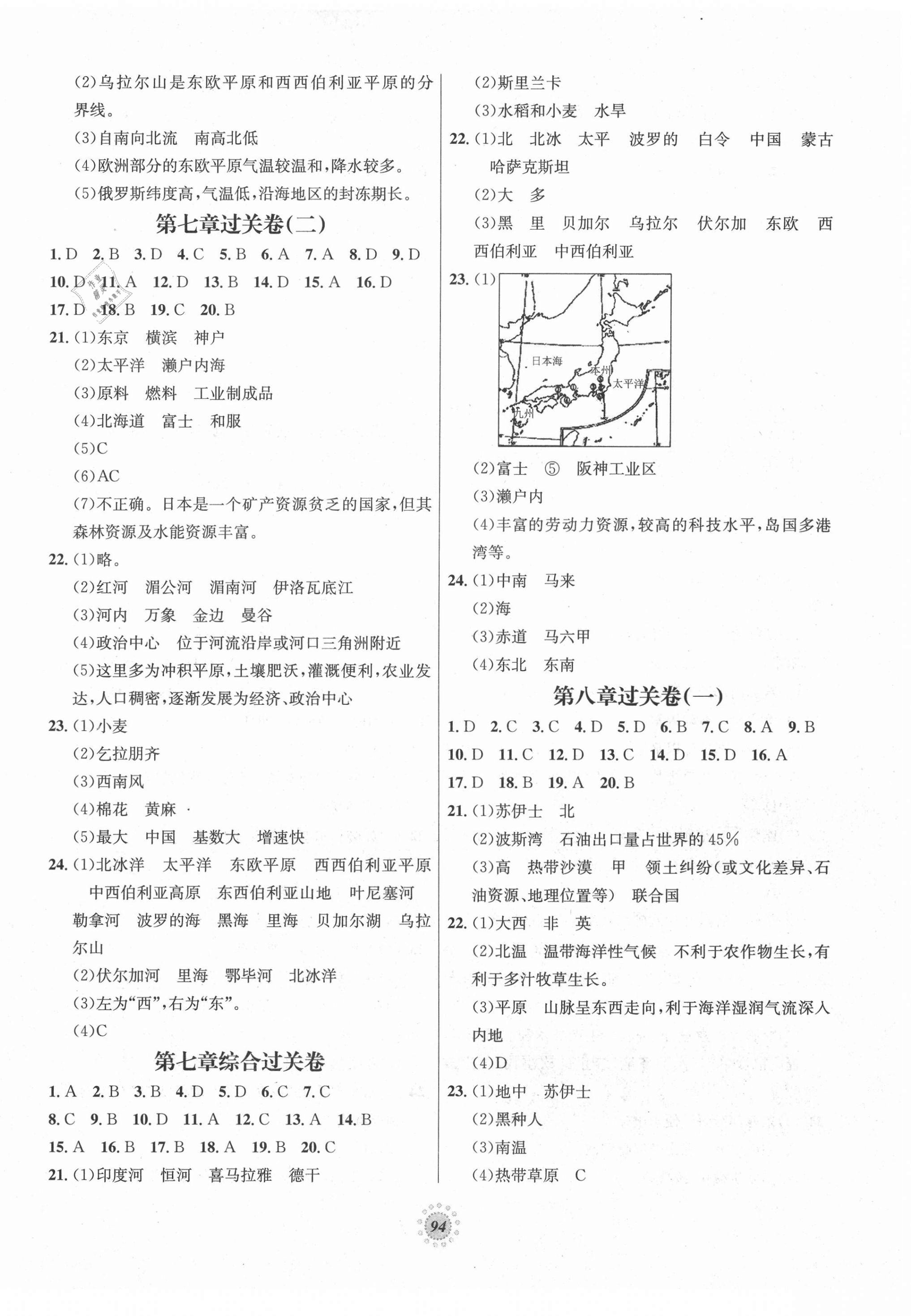 2021年桂壯紅皮書單元過關(guān)卷七年級(jí)地理下冊(cè)人教版 第2頁