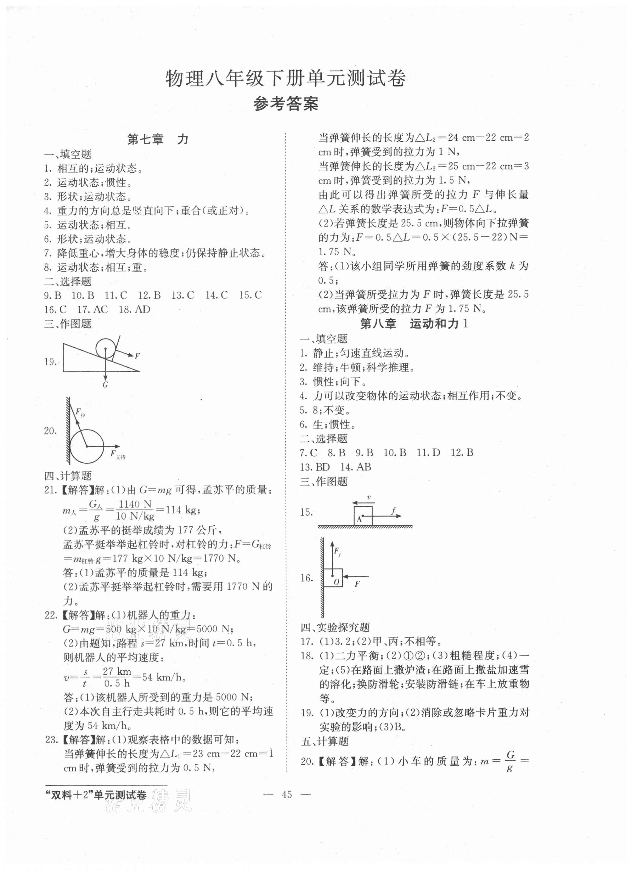 2021年雙料加2單元測試卷八年級物理下冊人教版 第1頁