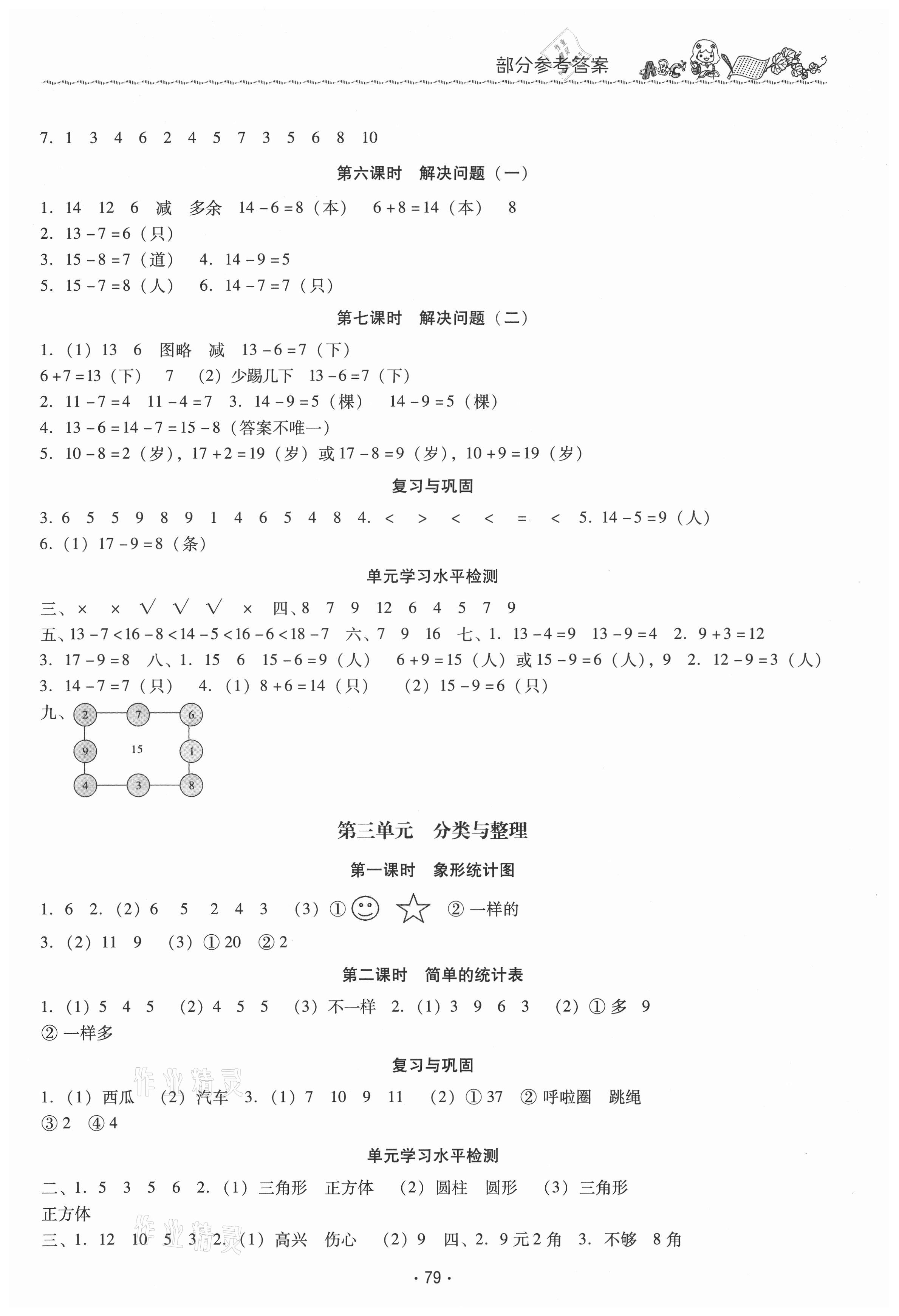 2021年同步伴讀一年級數(shù)學(xué)下冊人教版 參考答案第2頁