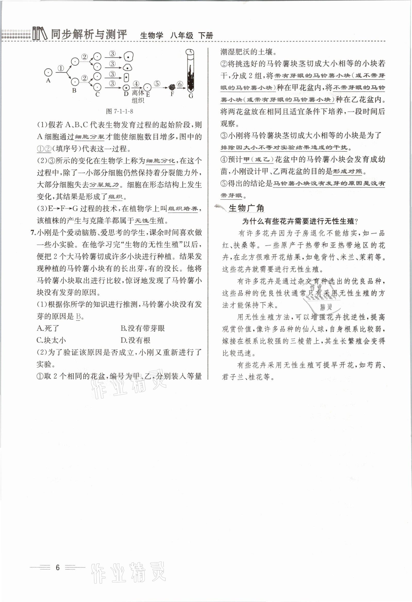 2021年人教金學(xué)典同步解析與測(cè)評(píng)八年級(jí)生物下冊(cè)人教版云南專(zhuān)版 參考答案第19頁(yè)