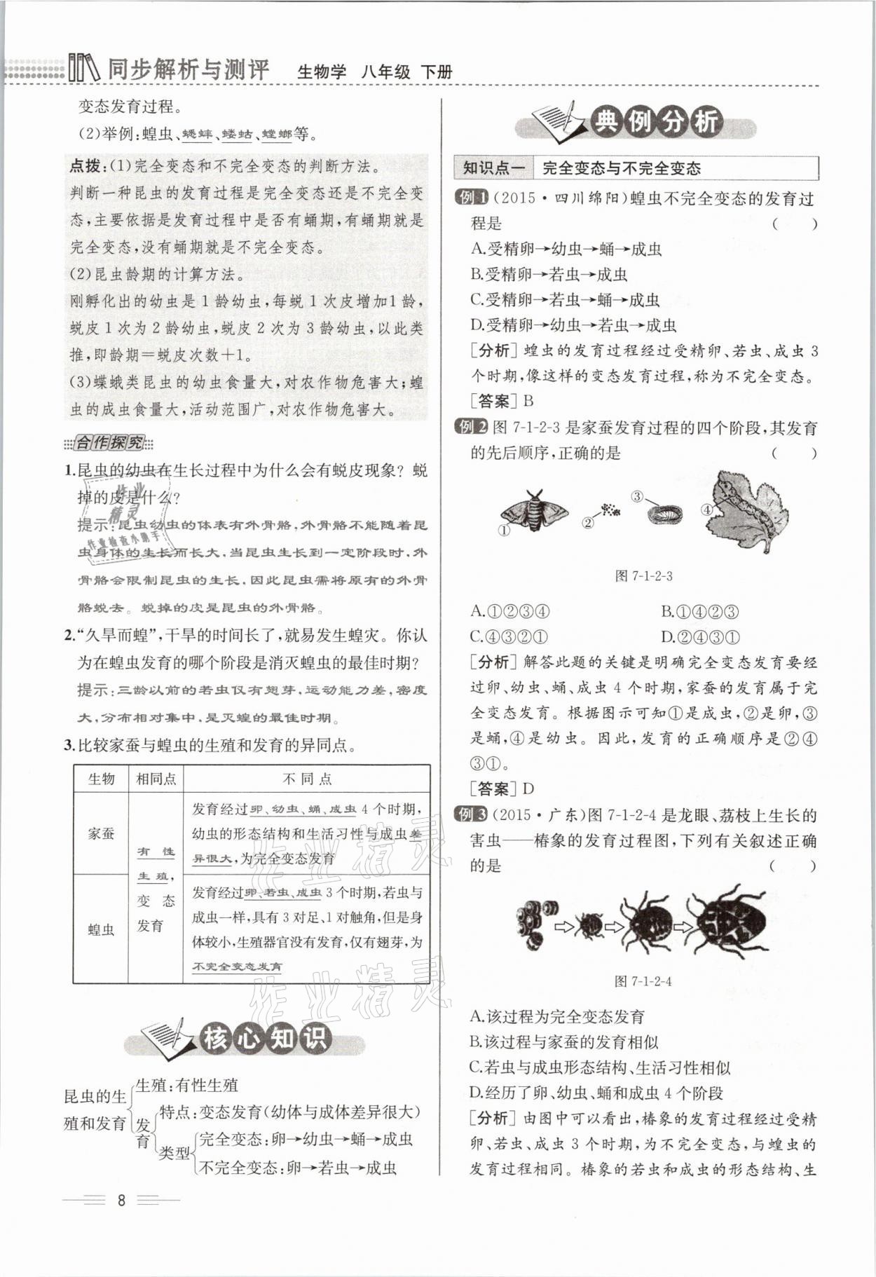 2021年人教金學典同步解析與測評八年級生物下冊人教版云南專版 參考答案第23頁