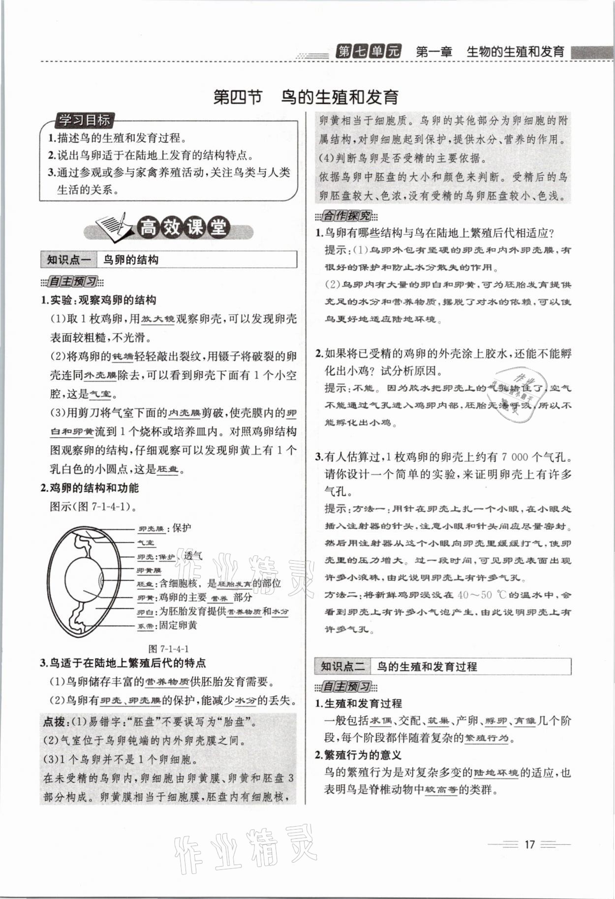 2021年人教金學(xué)典同步解析與測評八年級生物下冊人教版云南專版 參考答案第41頁