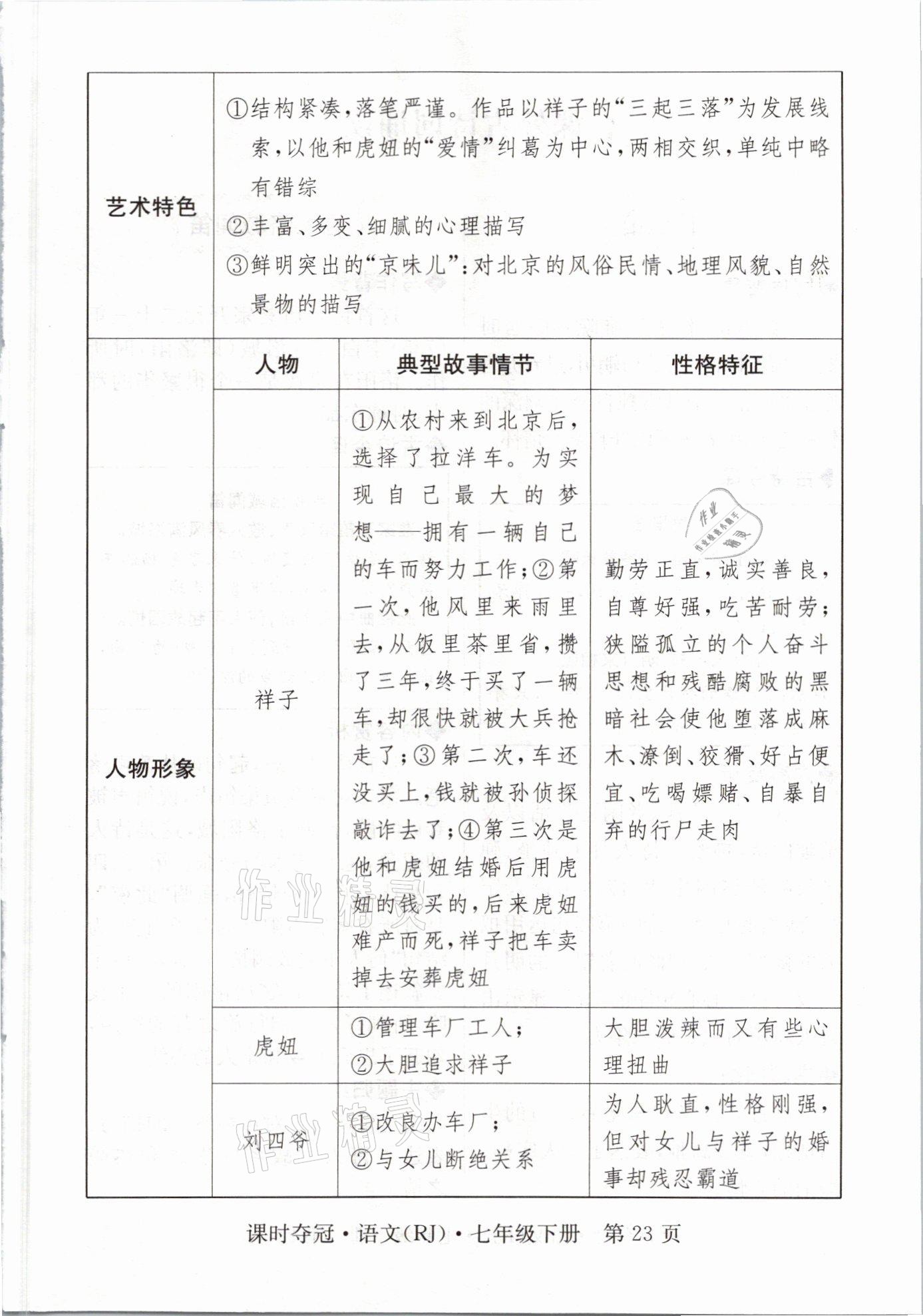 2021年课时夺冠七年级语文下册人教版孝感专版 参考答案第61页