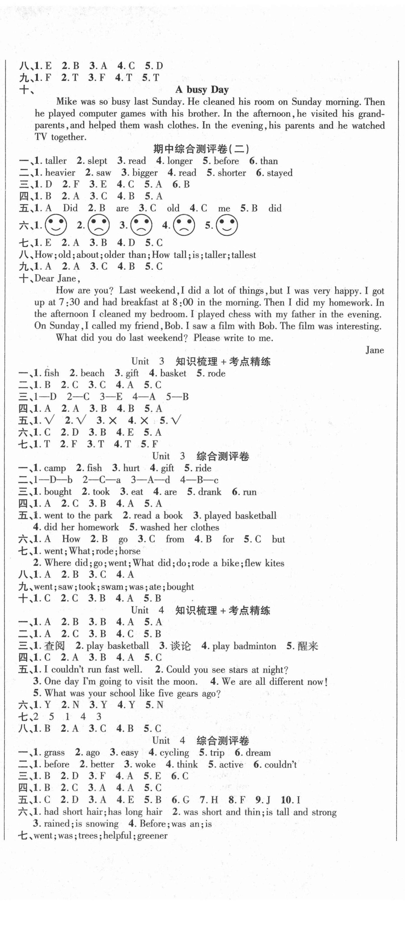 2021年名師考點(diǎn)梳理卷六年級(jí)英語(yǔ)下冊(cè)人教PEP版 參考答案第2頁(yè)