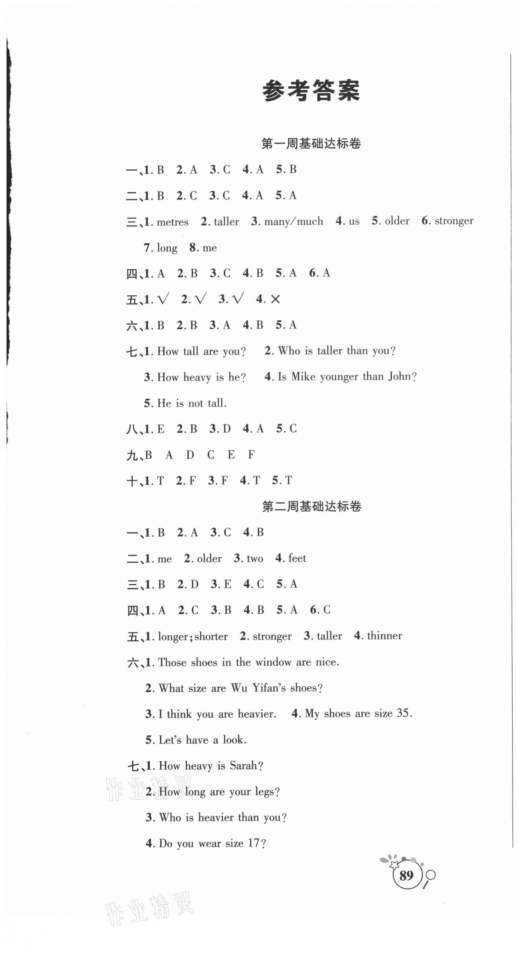 2021年考點(diǎn)必練精編卷六年級(jí)英語(yǔ)下冊(cè)人教PEP版 參考答案第1頁(yè)