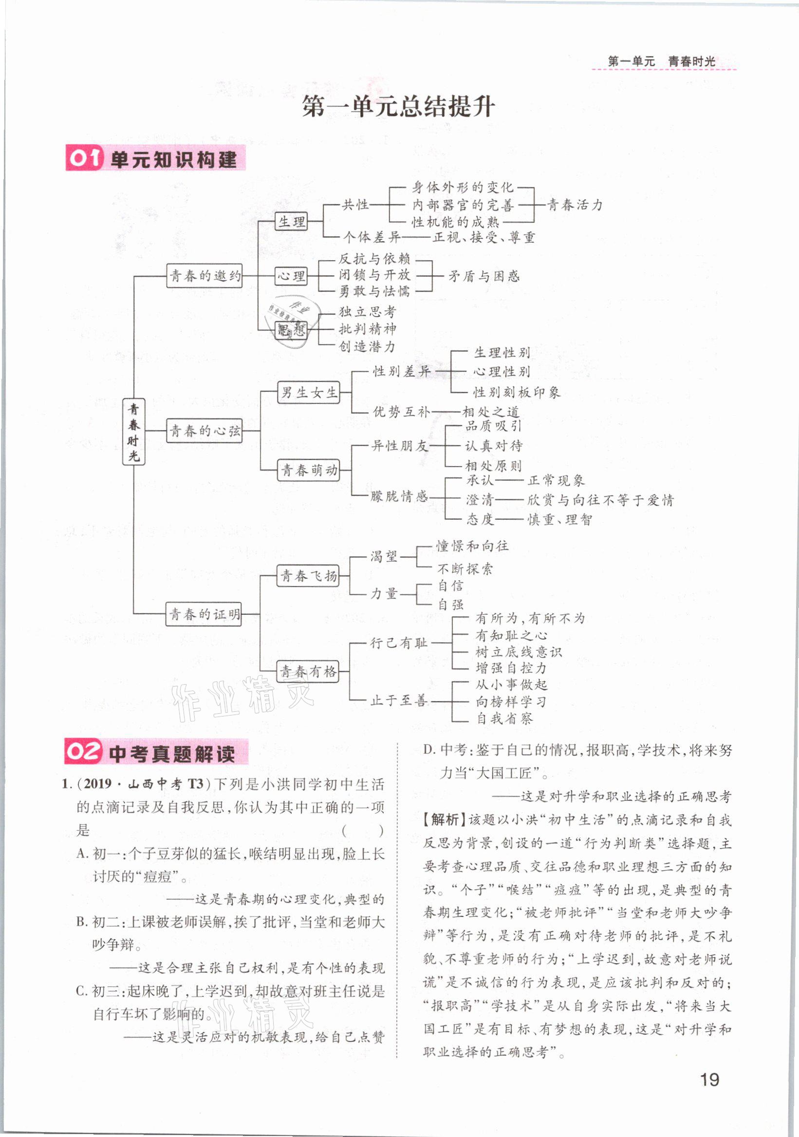 2021年名師測控七年級道德與法治下冊人教版山西專版 參考答案第23頁